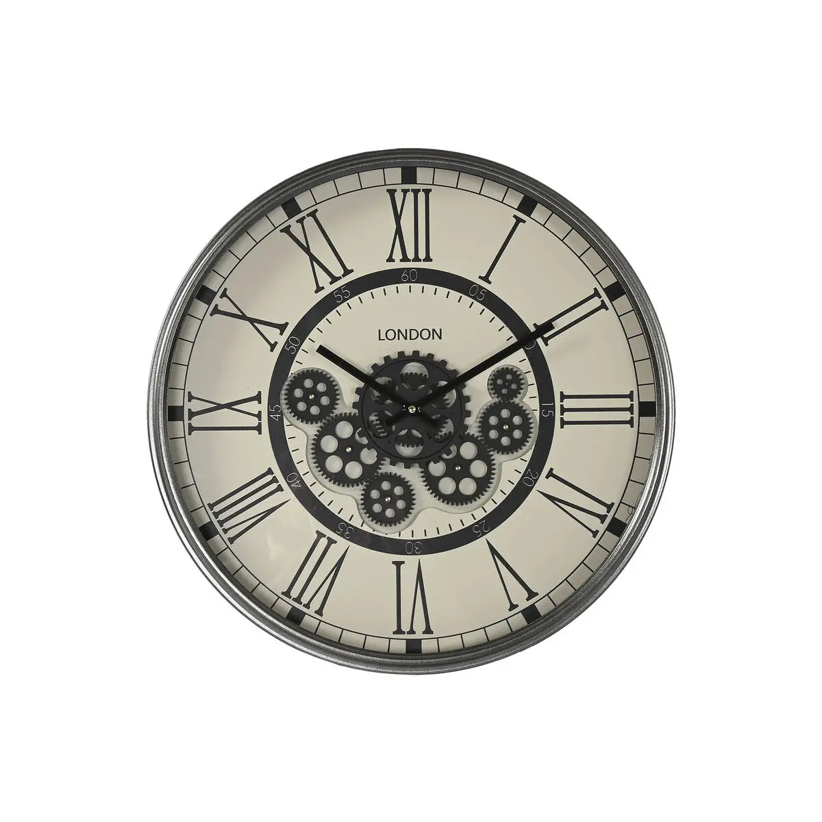 Orologio da Parete Home ESPRIT Bianco Nero Grigio scuro Ferro Legno MDF 54 x 8 x 55 cm