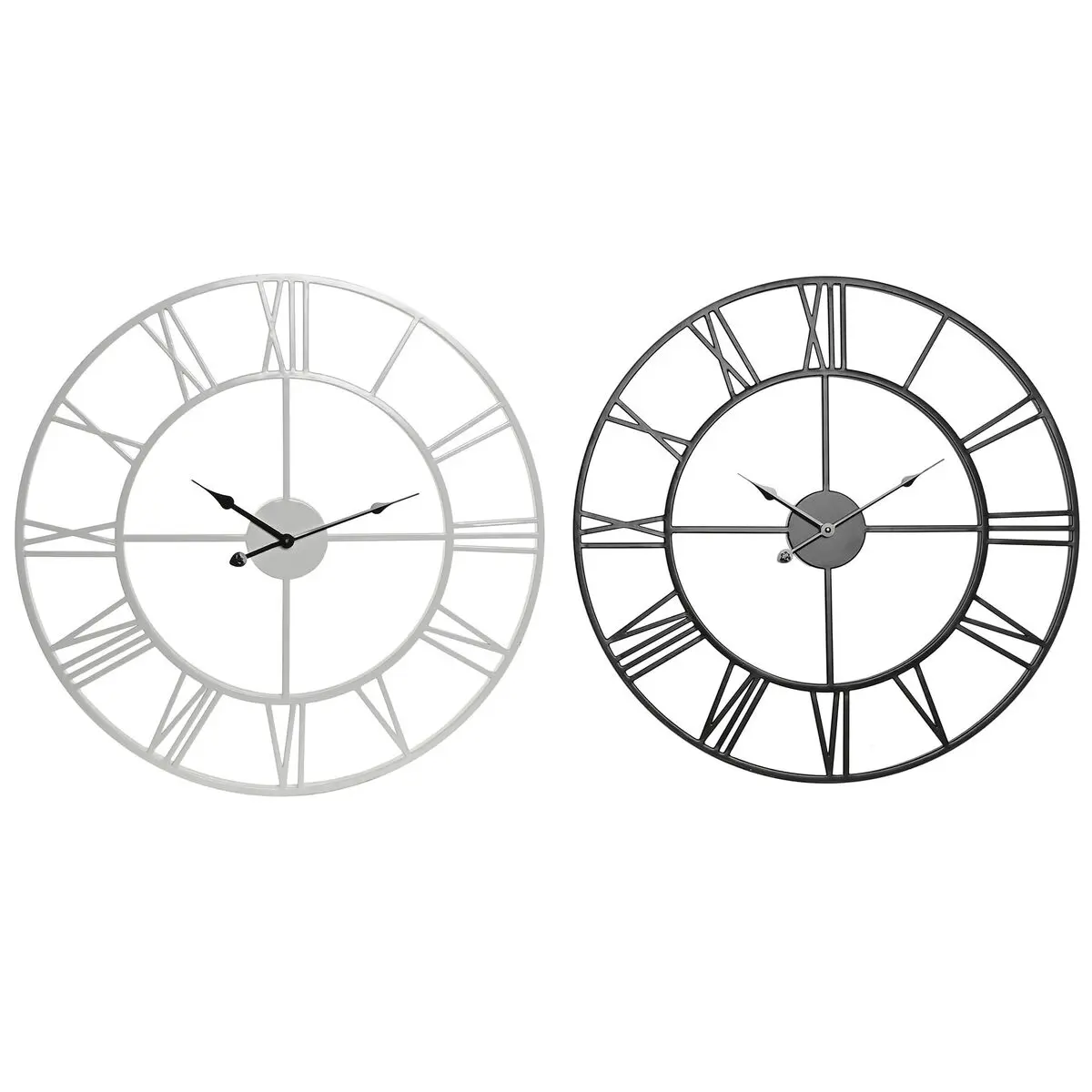 Orologio da Parete Home ESPRIT Bianco Nero Metallo 60 x 3 x 60 cm (2 Unità)