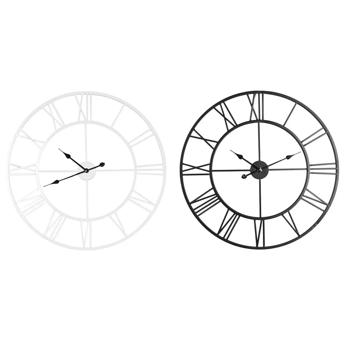 Orologio da Parete Home ESPRIT Bianco Nero Metallo 80 x 3 x 80 cm (2 Unità)