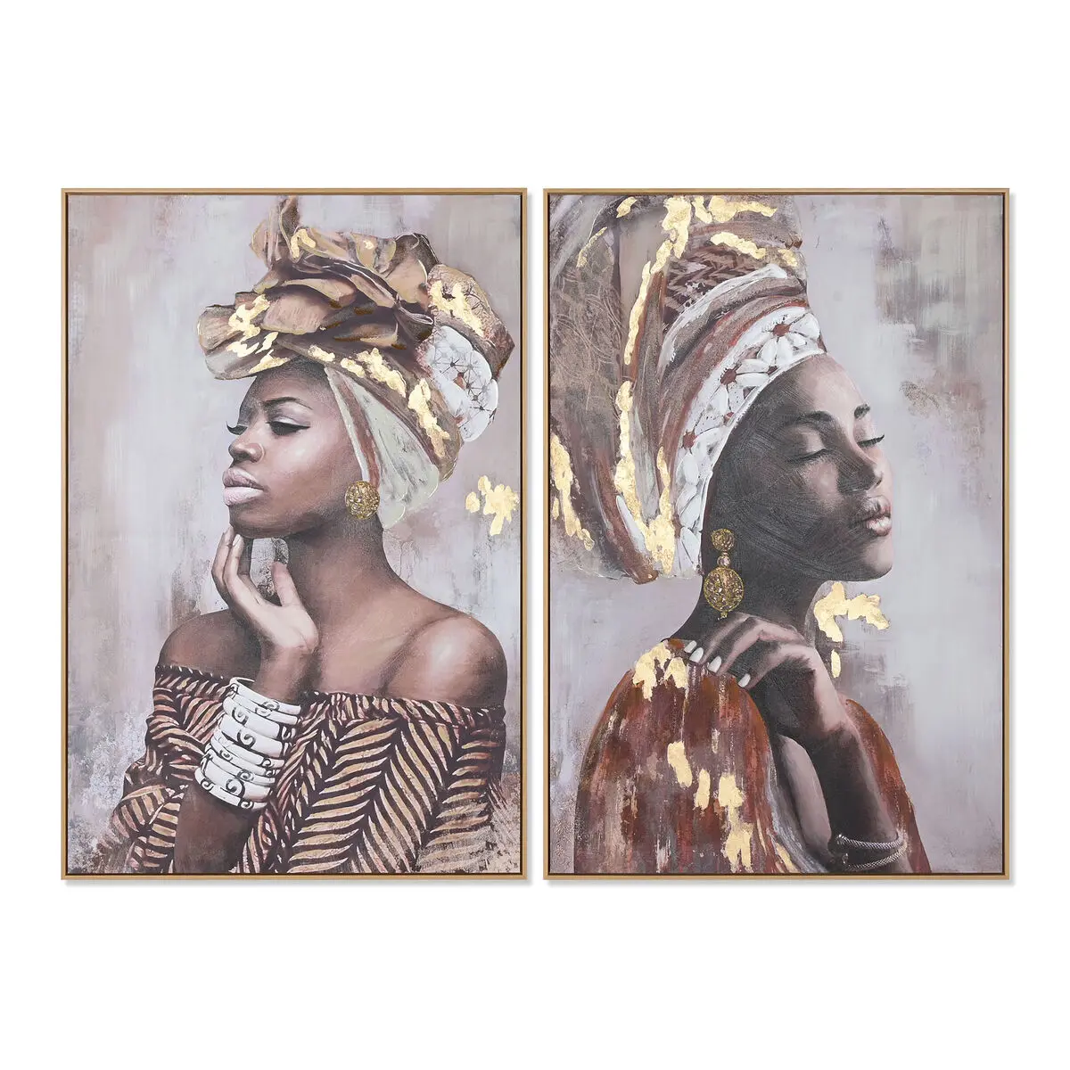 Quadro Home ESPRIT Coloniale Africana 80 x 3,5 x 120 cm (2 Unità)