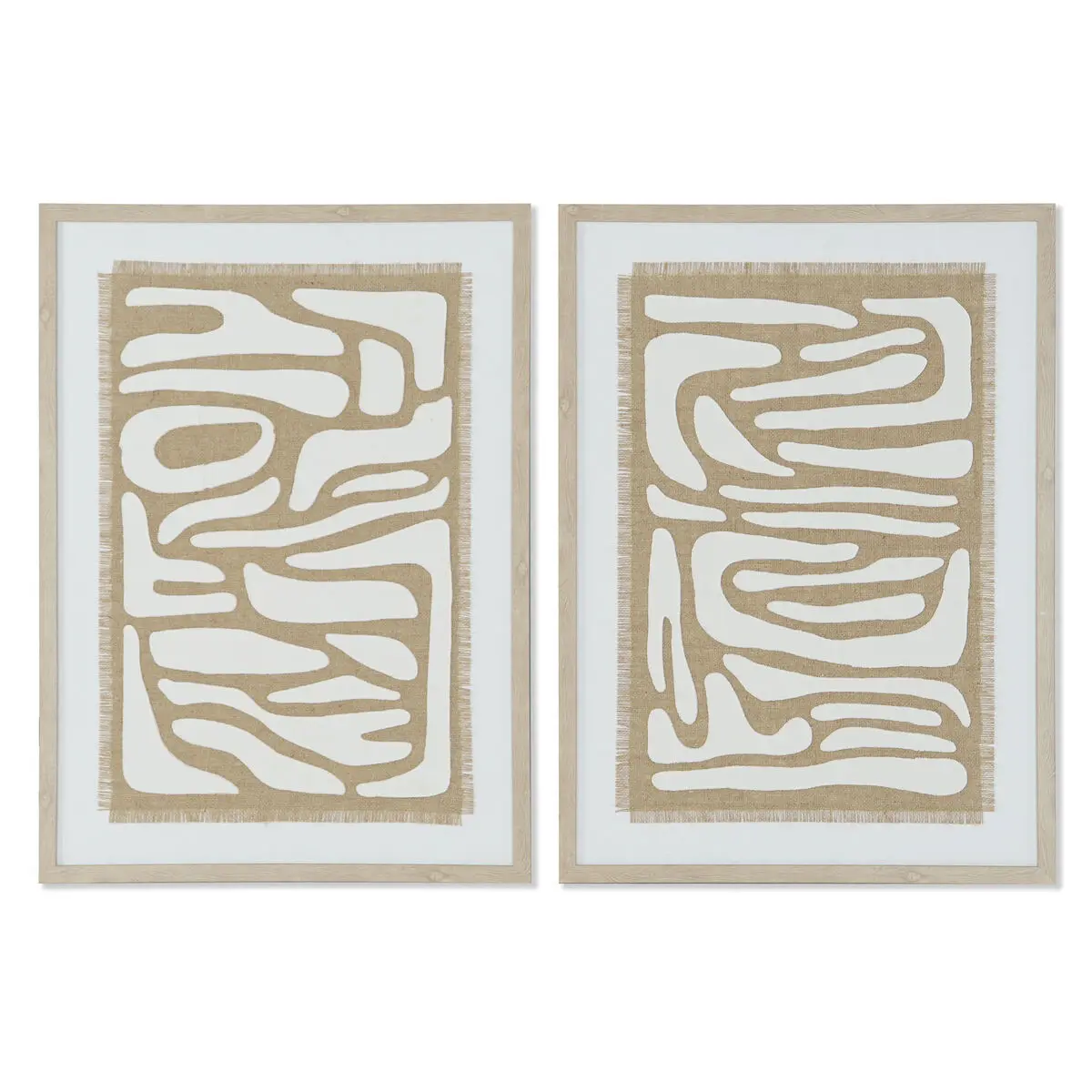 Quadro Home ESPRIT Bianco Beige Astratto Scandinavo 52,7 x 2,5 x 72,5 cm (2 Unità)