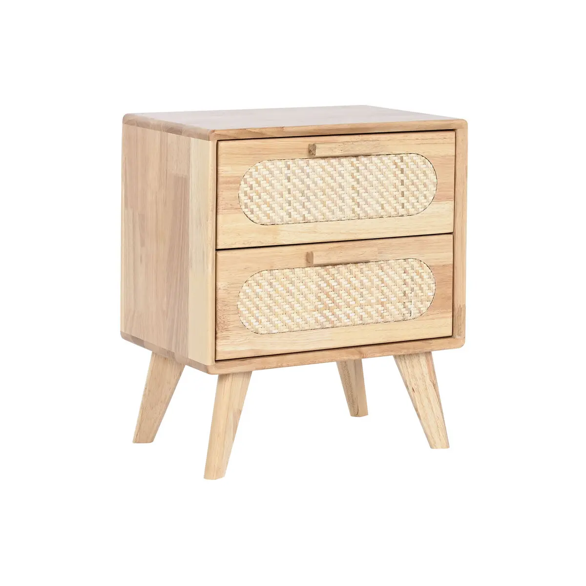 Comodino Home ESPRIT Legno Metallo Rattan 40 x 30 x 48 cm