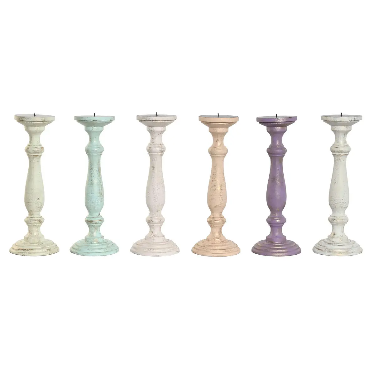 Candelabro Home ESPRIT Metallo Legno di mango Shabby Chic 12 x 12 x 34 cm