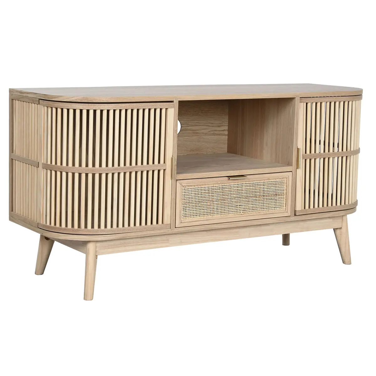 Mobile TV Home ESPRIT Dorato Naturale Rattan Abete 120 x 40 x 60 cm