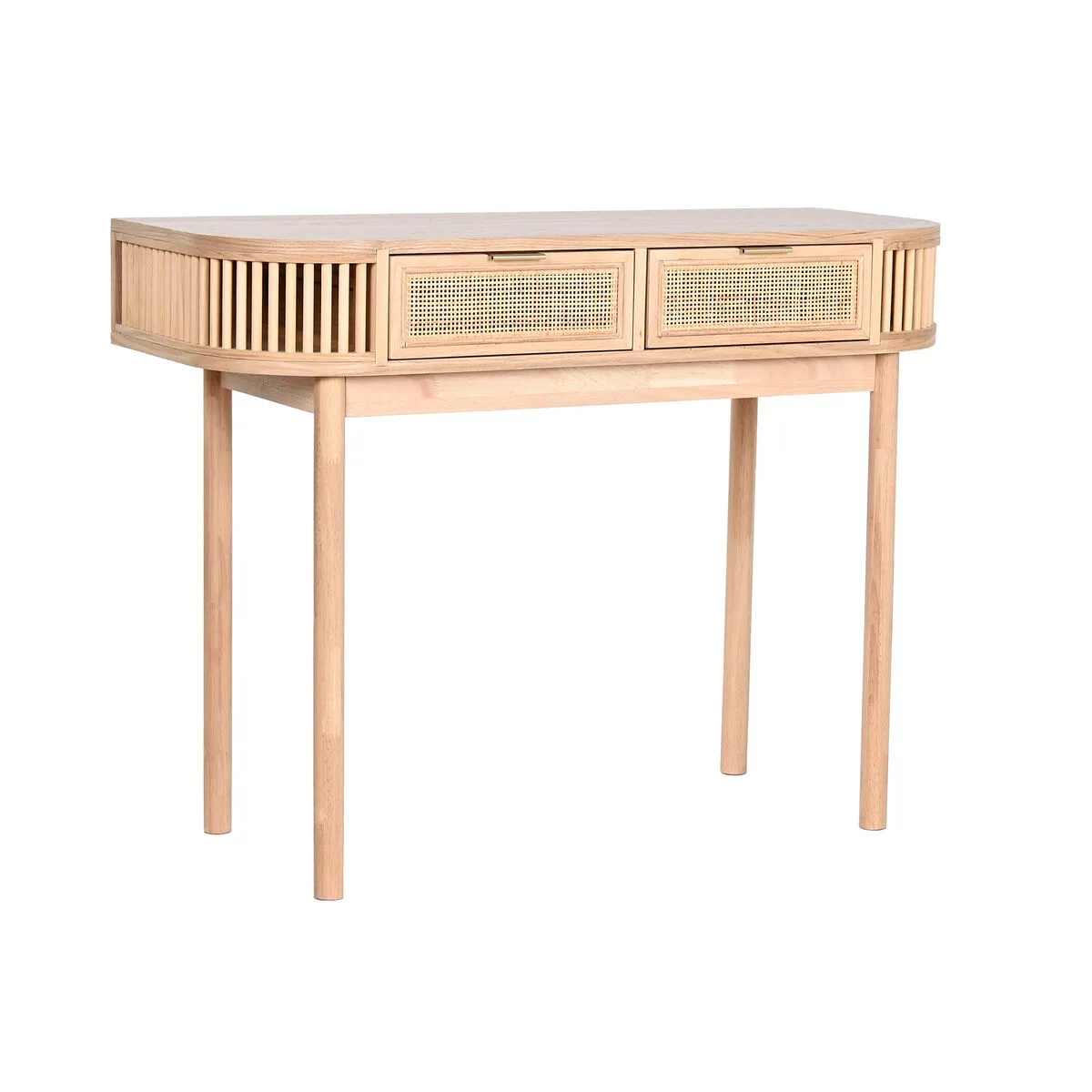 Console Home ESPRIT Giallo Dorato Rattan Abete 100 x 40 x 76 cm