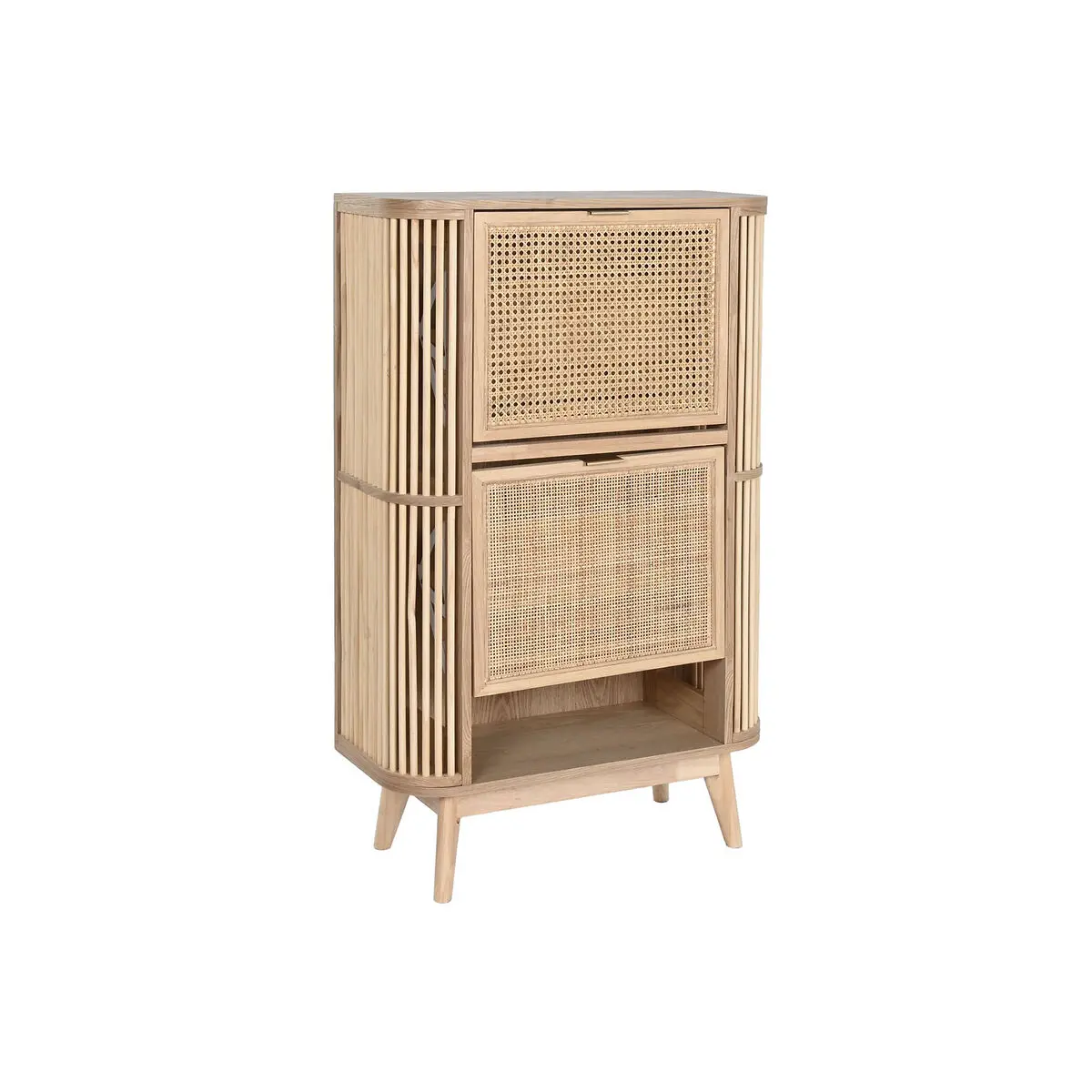 Scarpiera Home ESPRIT Dorato Naturale Rattan Legno di abete Tropicale 70 x 29 x 115 cm