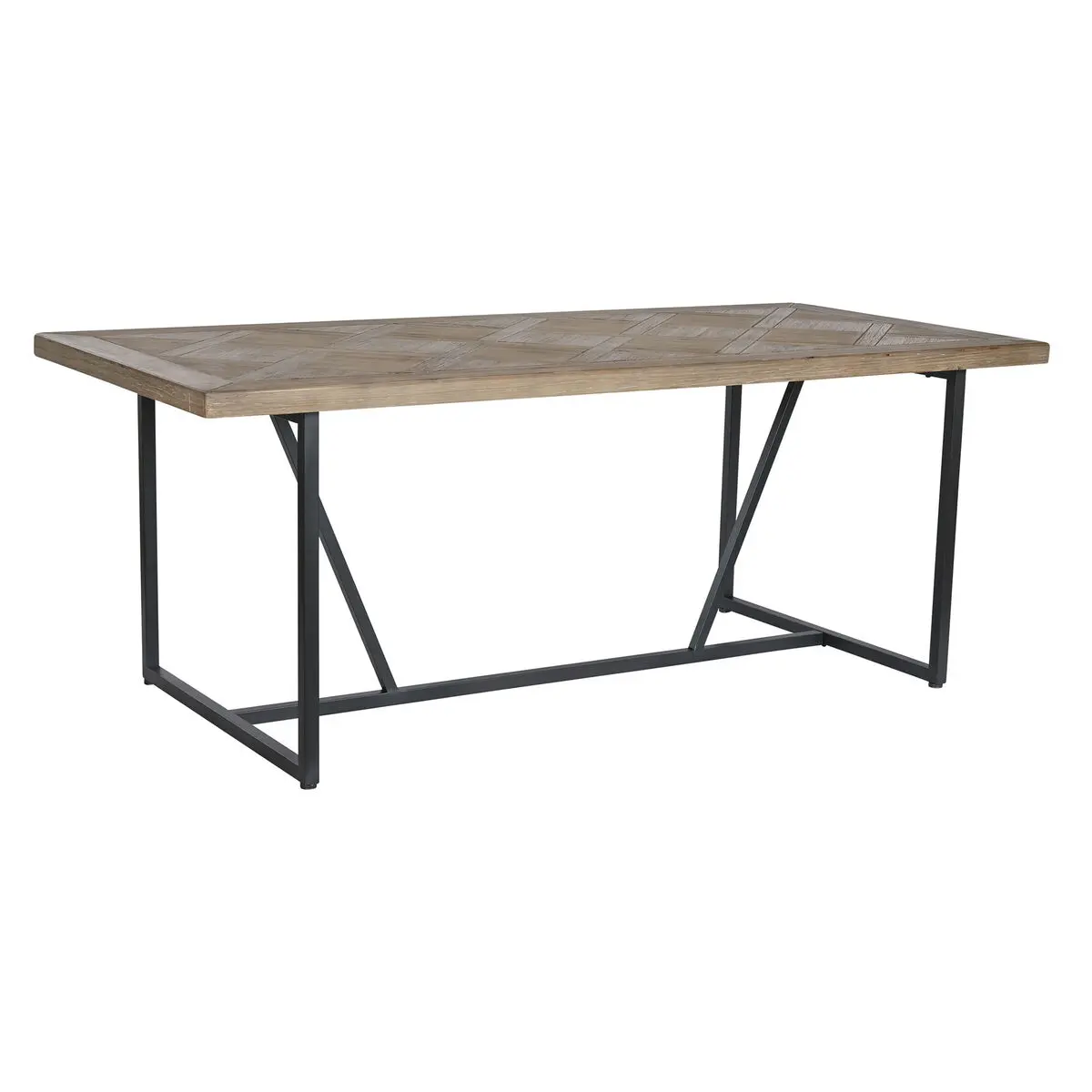 Tavolo da Pranzo Home ESPRIT Nero Naturale Metallo Abete 195 x 90 x 76 cm