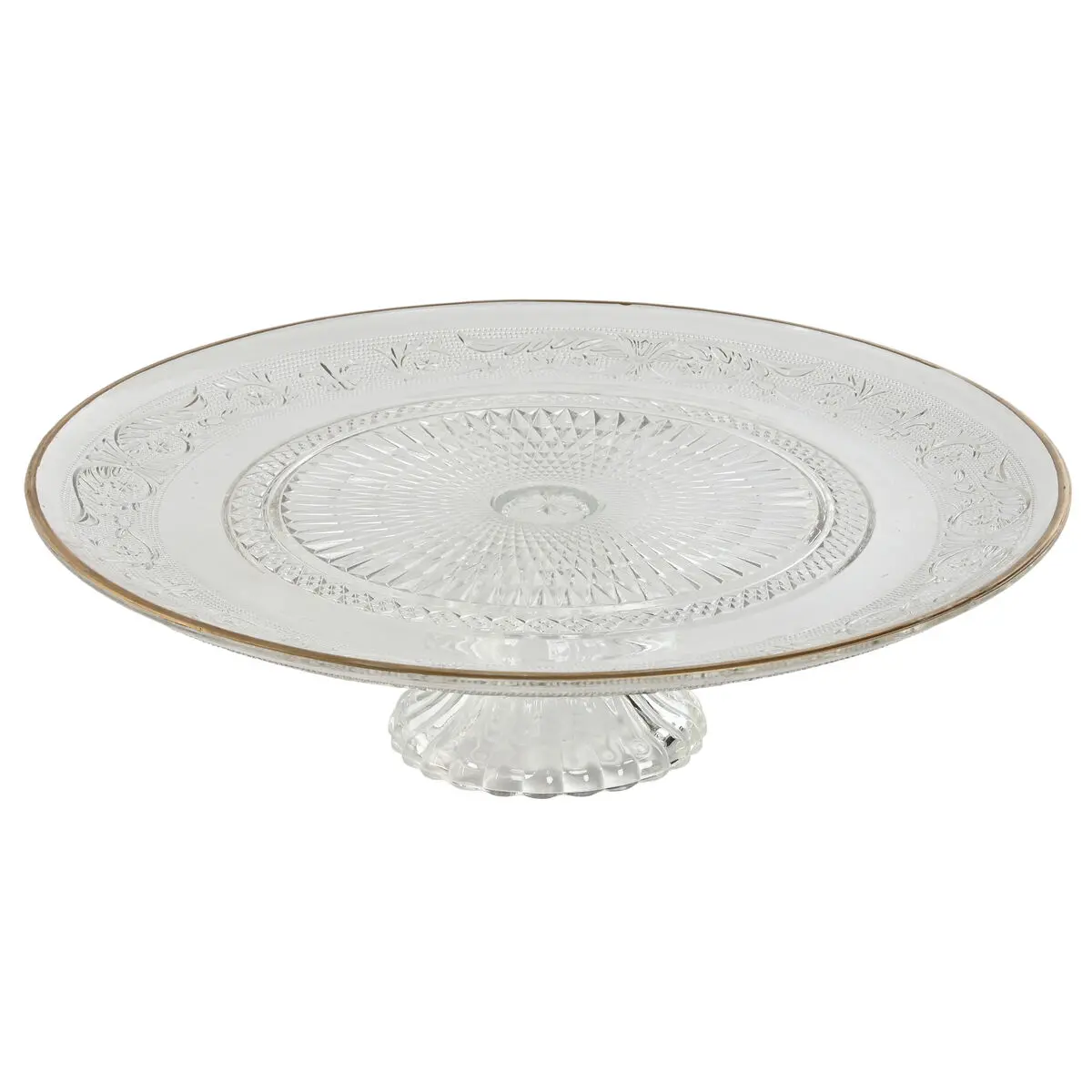 Piatto da pranzo Home ESPRIT Trasparente Dorato Cristallo 33 x 33 x 9,4 cm