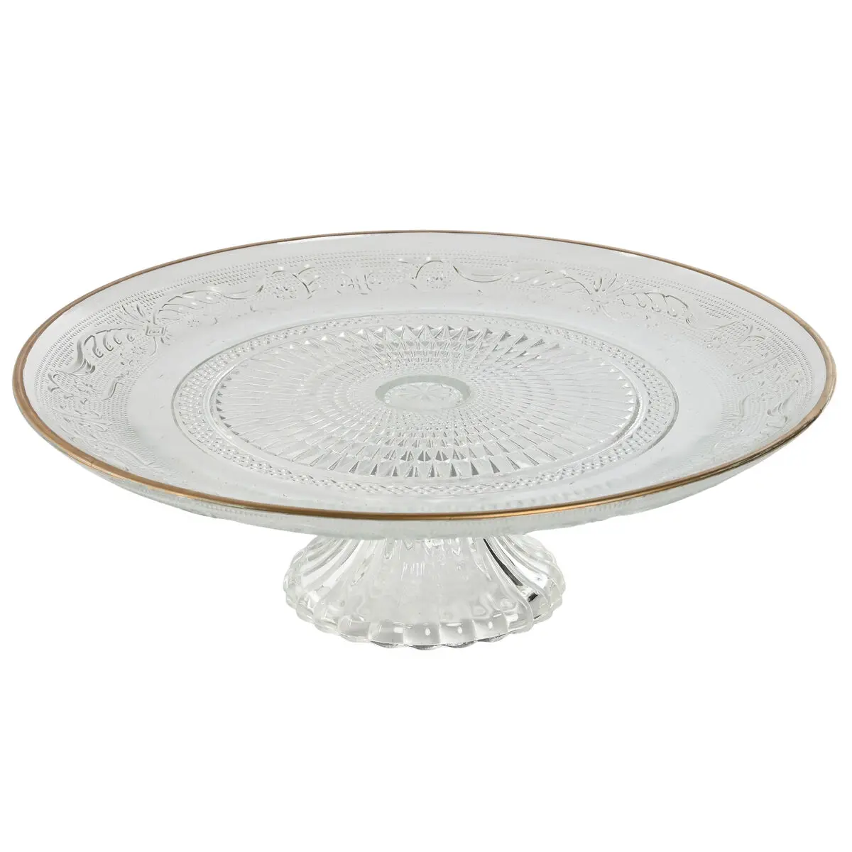 Piatto da pranzo Home ESPRIT Trasparente Dorato Cristallo 29 x 29 x 9,2 cm