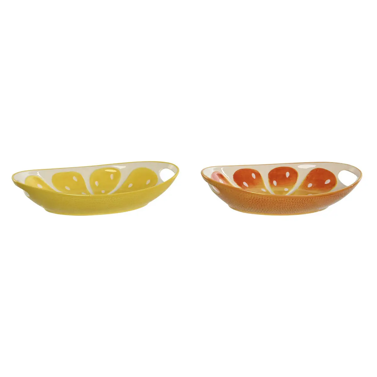 Vassoio per aperitivi Home ESPRIT Verde Arancio Gres Limone 30,6 x 16,5 x 6 cm (2 Unità)