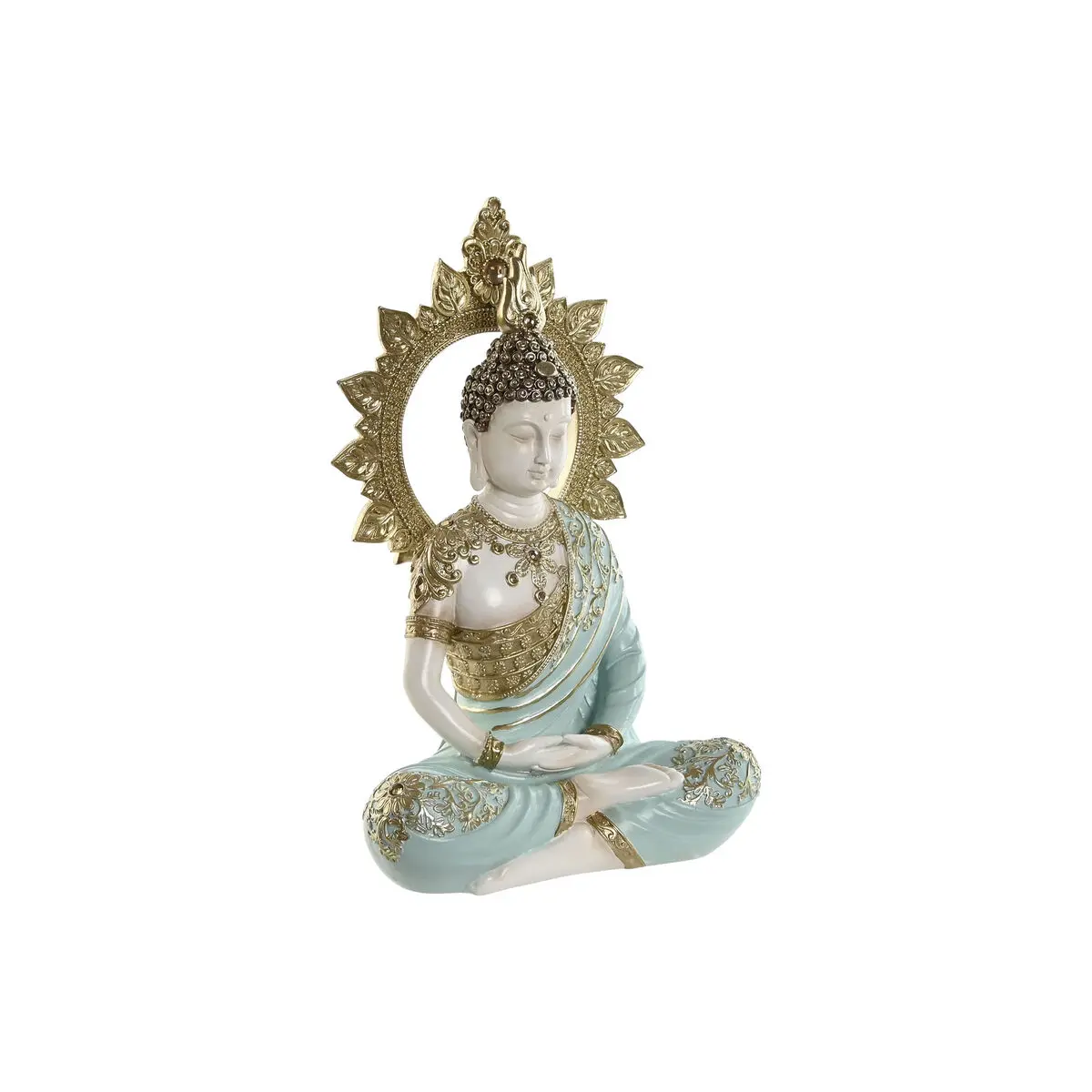 Statua Decorativa Home ESPRIT Turchese Dorato Buddha Orientale 21 x 12 x 33 cm