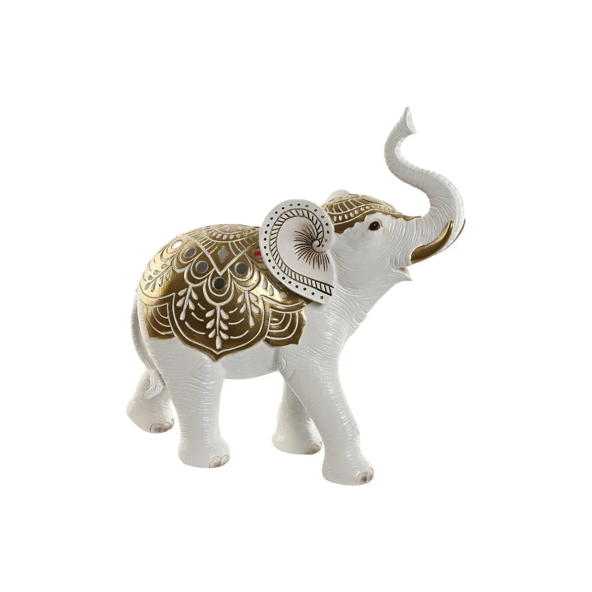 Statua Decorativa Home ESPRIT Bianco Dorato Elefante 31 x 12 x 31 cm