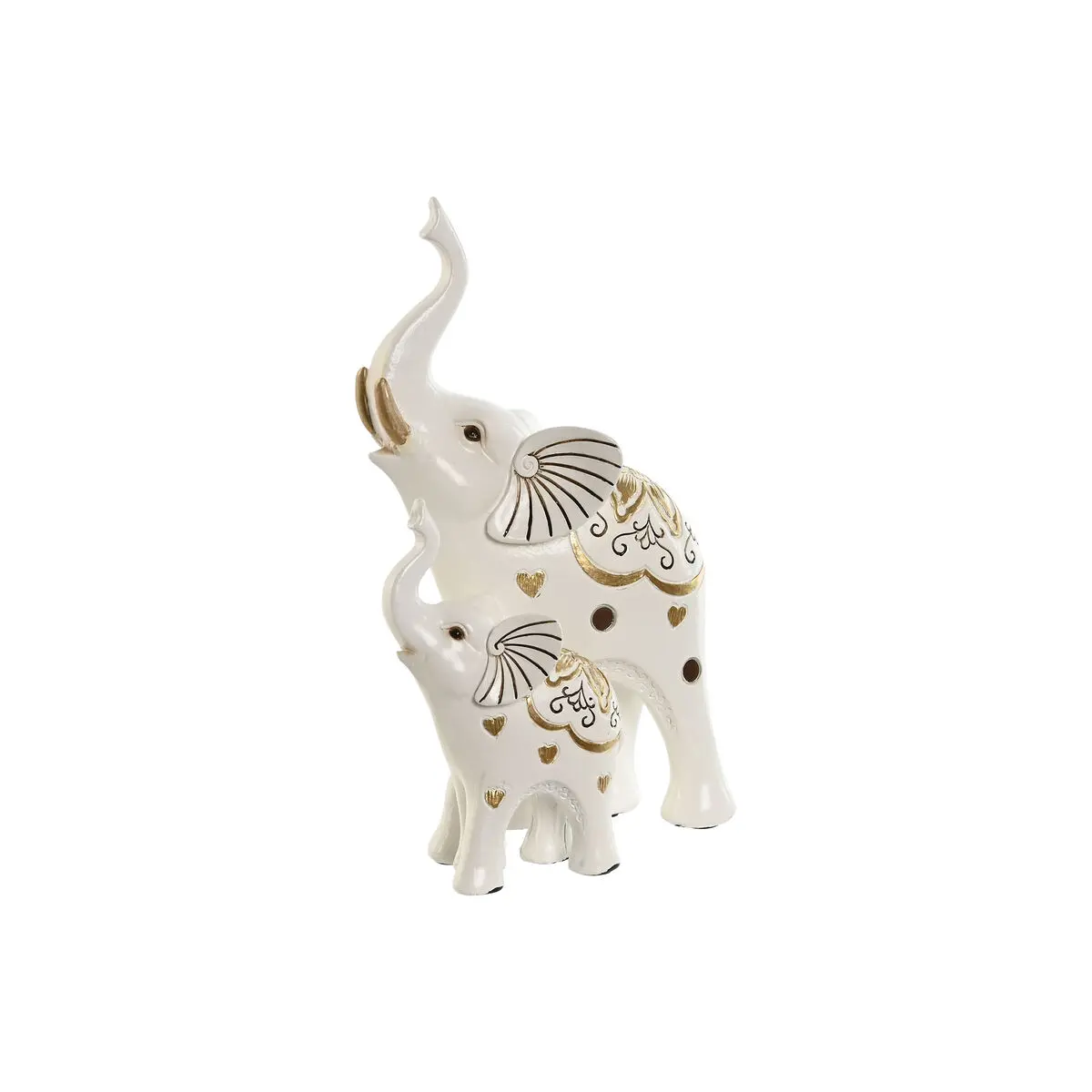 Statua Decorativa Home ESPRIT Bianco Dorato Elefante Romantico 11 x 8 x 19 cm