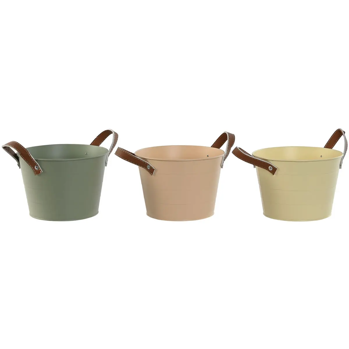 Vaso Home ESPRIT Giallo Verde Rosa chiaro Poliuretano Metallo 20 x 20 x 14 cm (3 Unità)