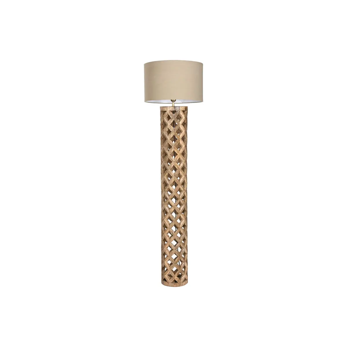 Lampada da Terra Home ESPRIT Beige Naturale Legno di mango 220 V 41,5 x 41,5 x 158 cm