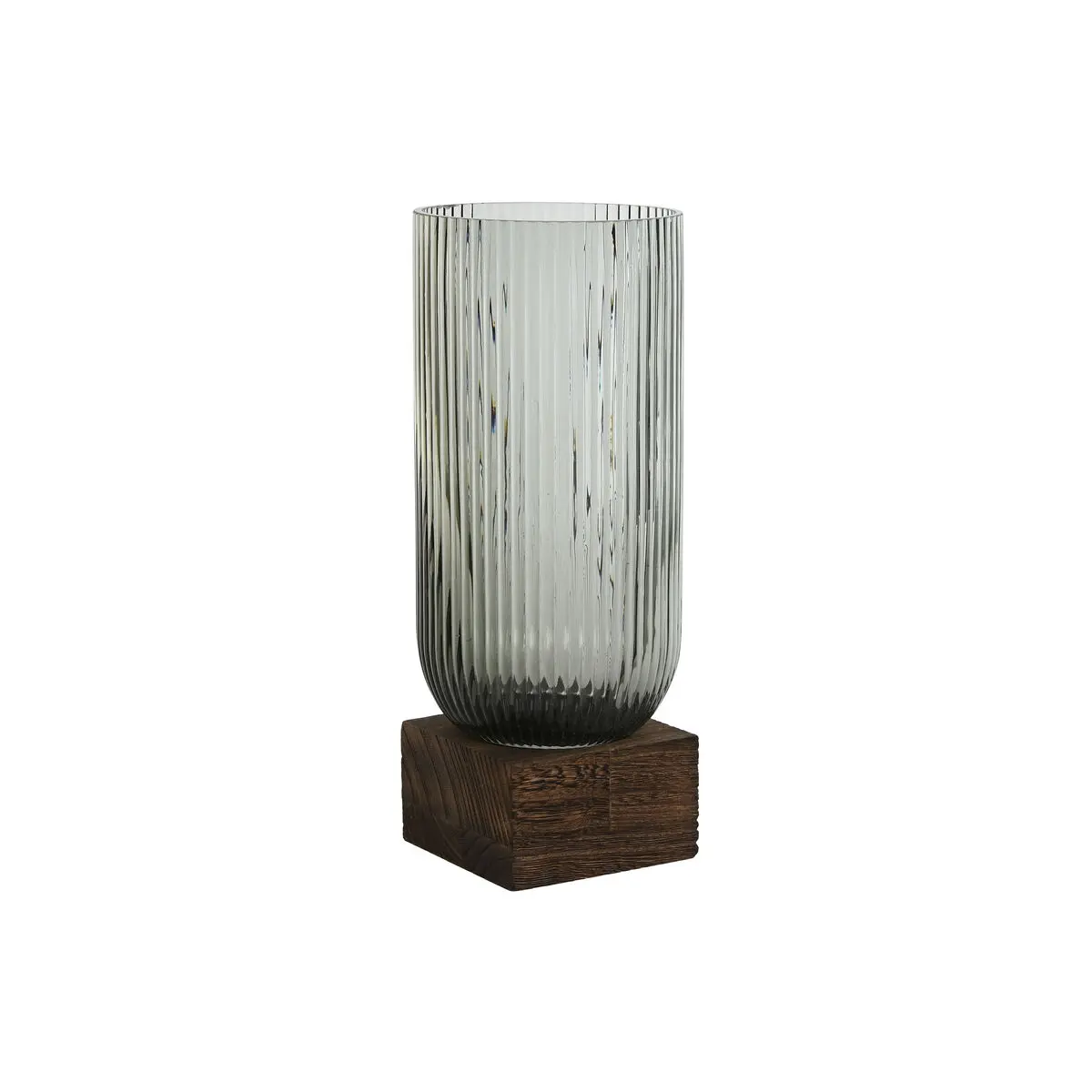 Vaso Home ESPRIT Marrone Grigio Legno Cristallo Moderno 12 x 12 x 29,5 cm