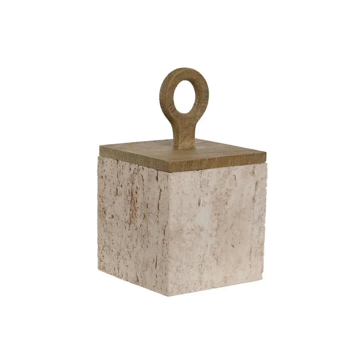 Scatola-Portagioie Home ESPRIT Beige Resina 12 x 12 x 21 cm