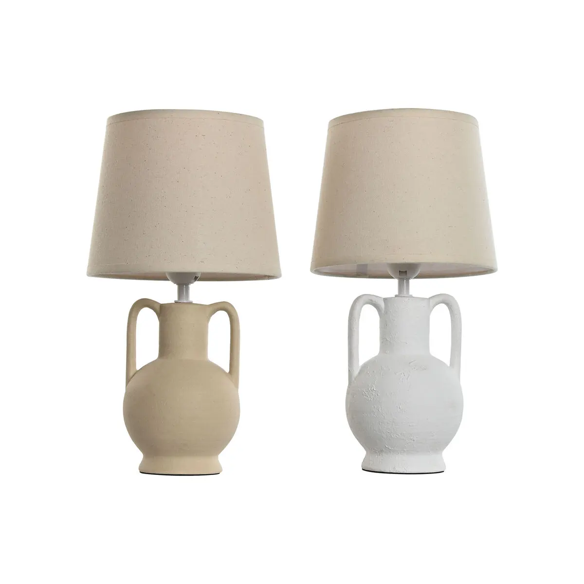 Lampada da tavolo Home ESPRIT Bianco Beige Ceramica 50 W 220 V (2 Unità)