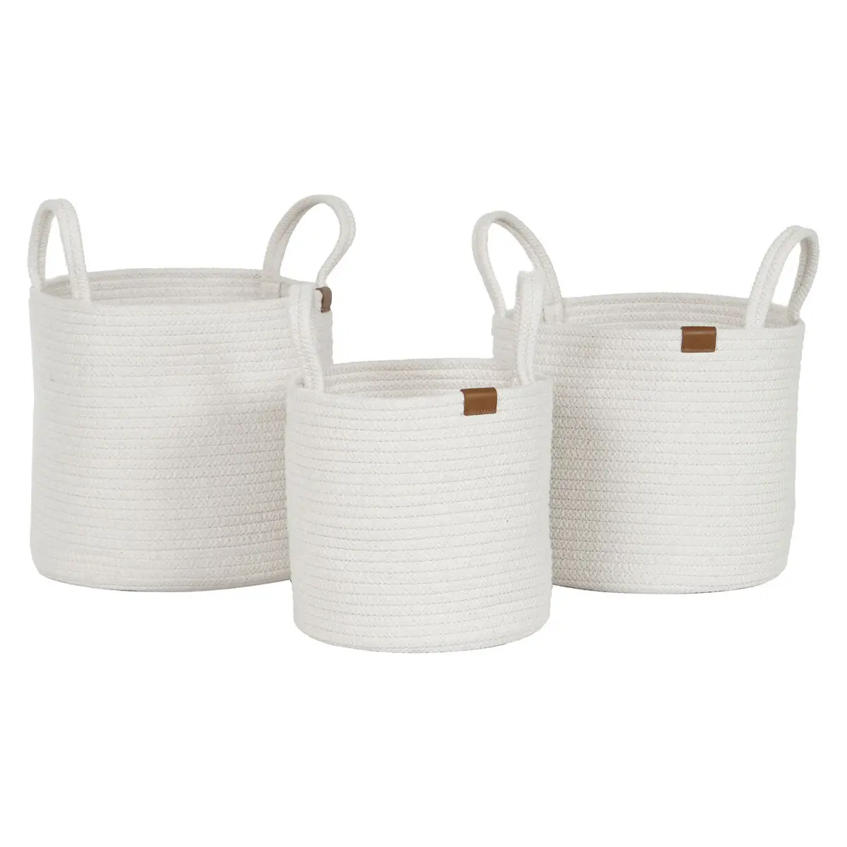 Set di Cestini Home ESPRIT Bianco Moderno 30 x 30 x 28 cm (3 Pezzi)