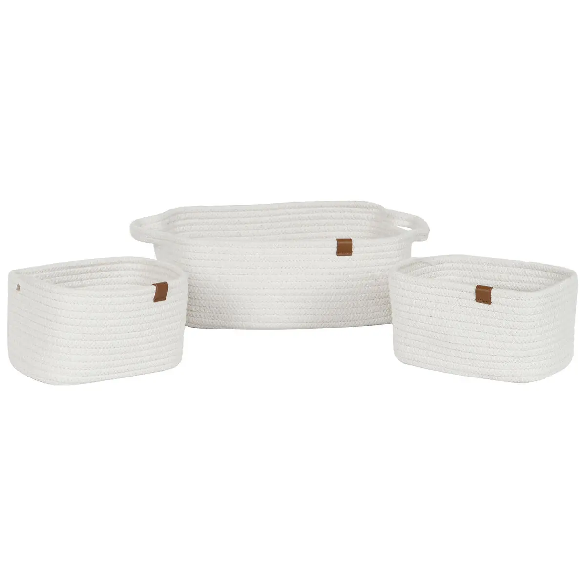 Set di Cestini Home ESPRIT Bianco Moderno 34 x 25 x 14 cm (3 Pezzi)