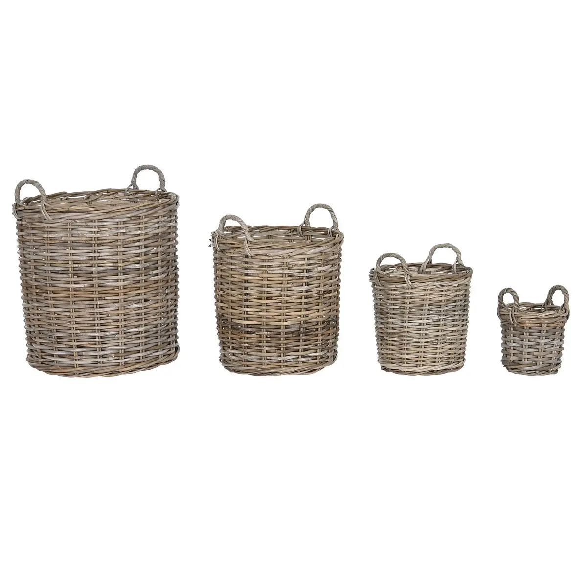 Set di Cestini Home ESPRIT Grigio chiaro vimini 50 x 50 x 58 cm (4 Pezzi)