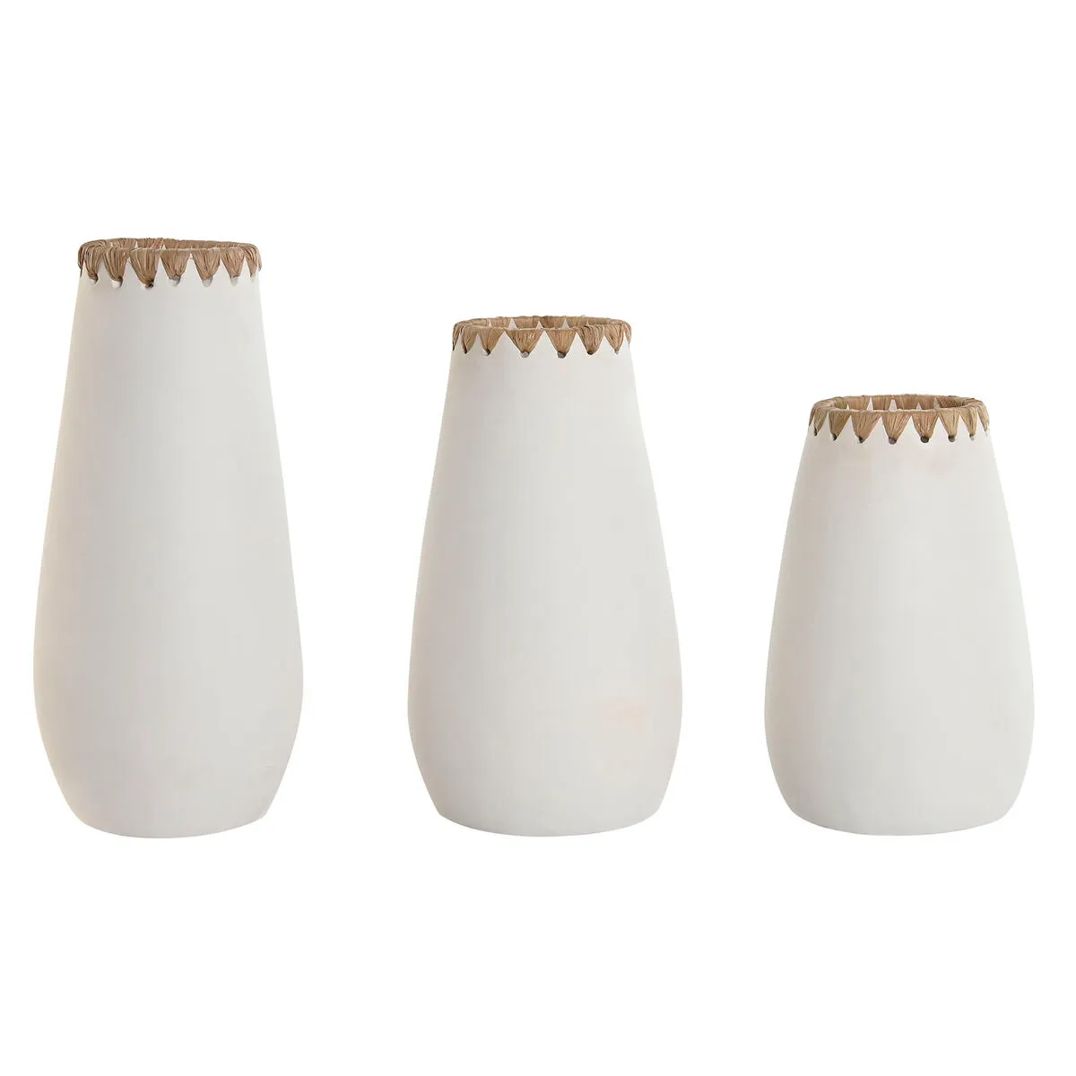 Vaso Home ESPRIT Bianco Terracotta 19 x 19 x 40 cm (3 Pezzi)