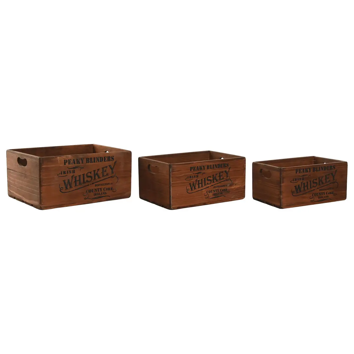 Scatole per conservare Home ESPRIT Whiskey Marrone Legno di abete 40 x 29 x 19 cm 3 Pezzi