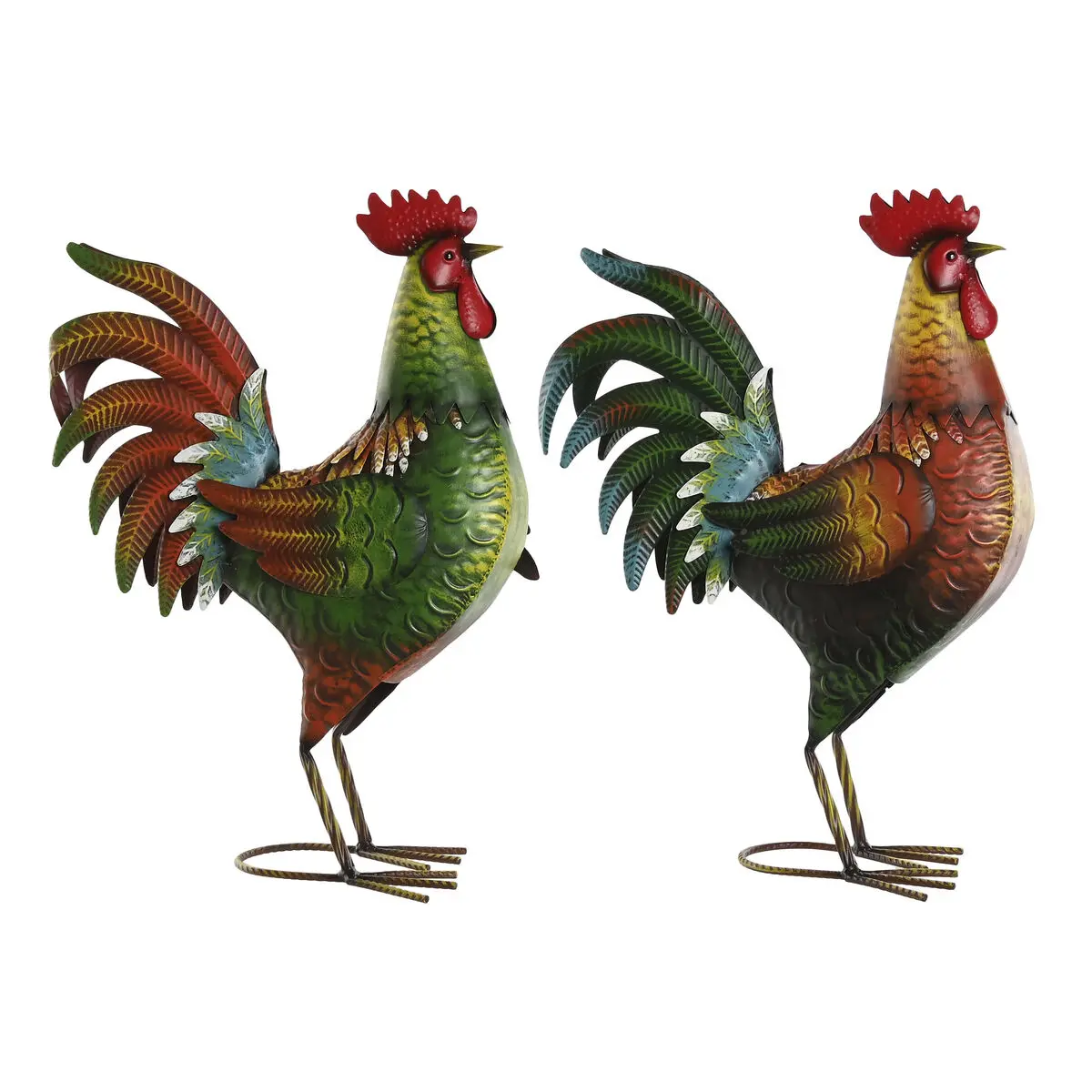 Statua Decorativa Home ESPRIT Multicolore Gallo 34,3 x 14 x 48,3 cm (2 Unità)