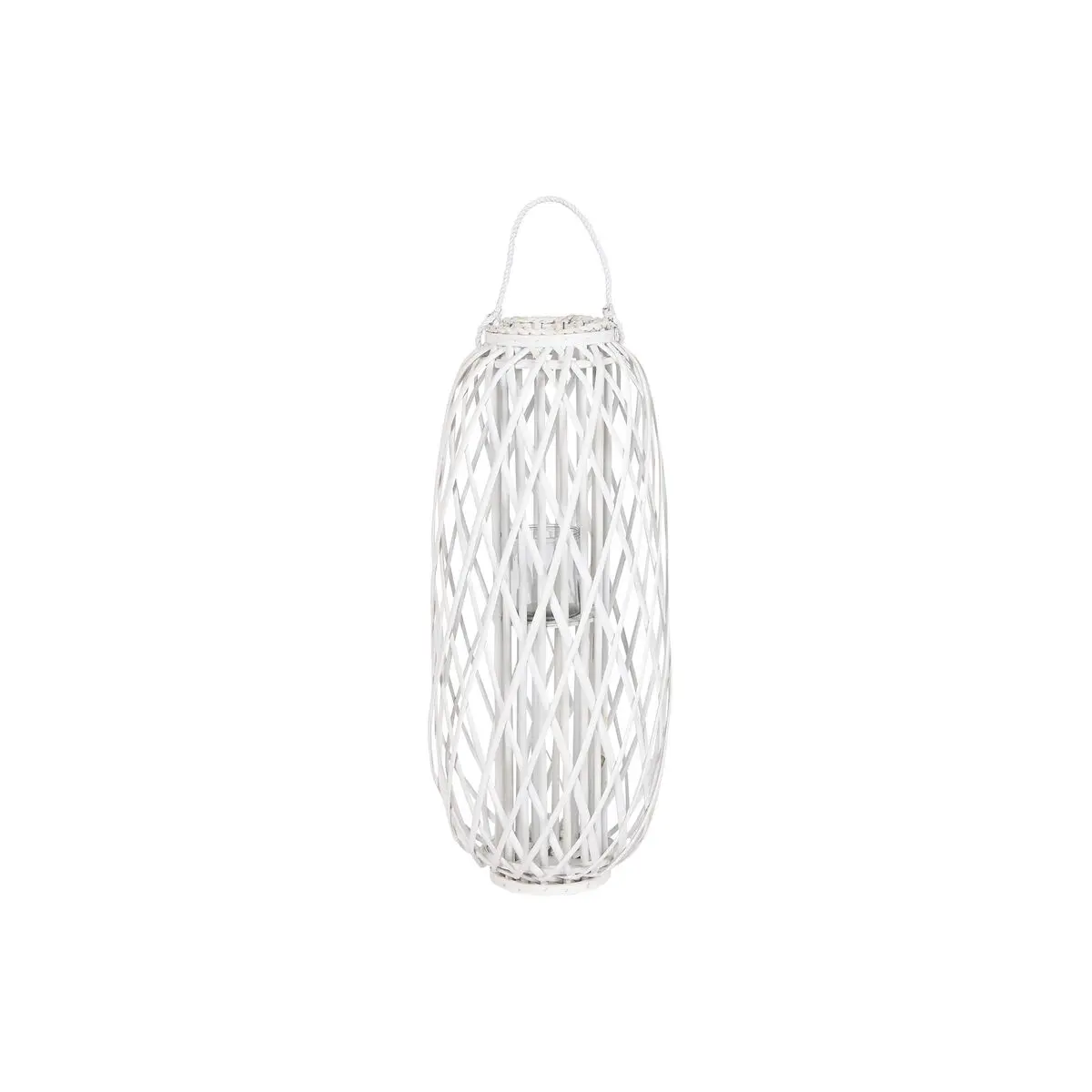 Portacandele Home ESPRIT Bianco vimini Cristallo 34 x 34 x 80 cm