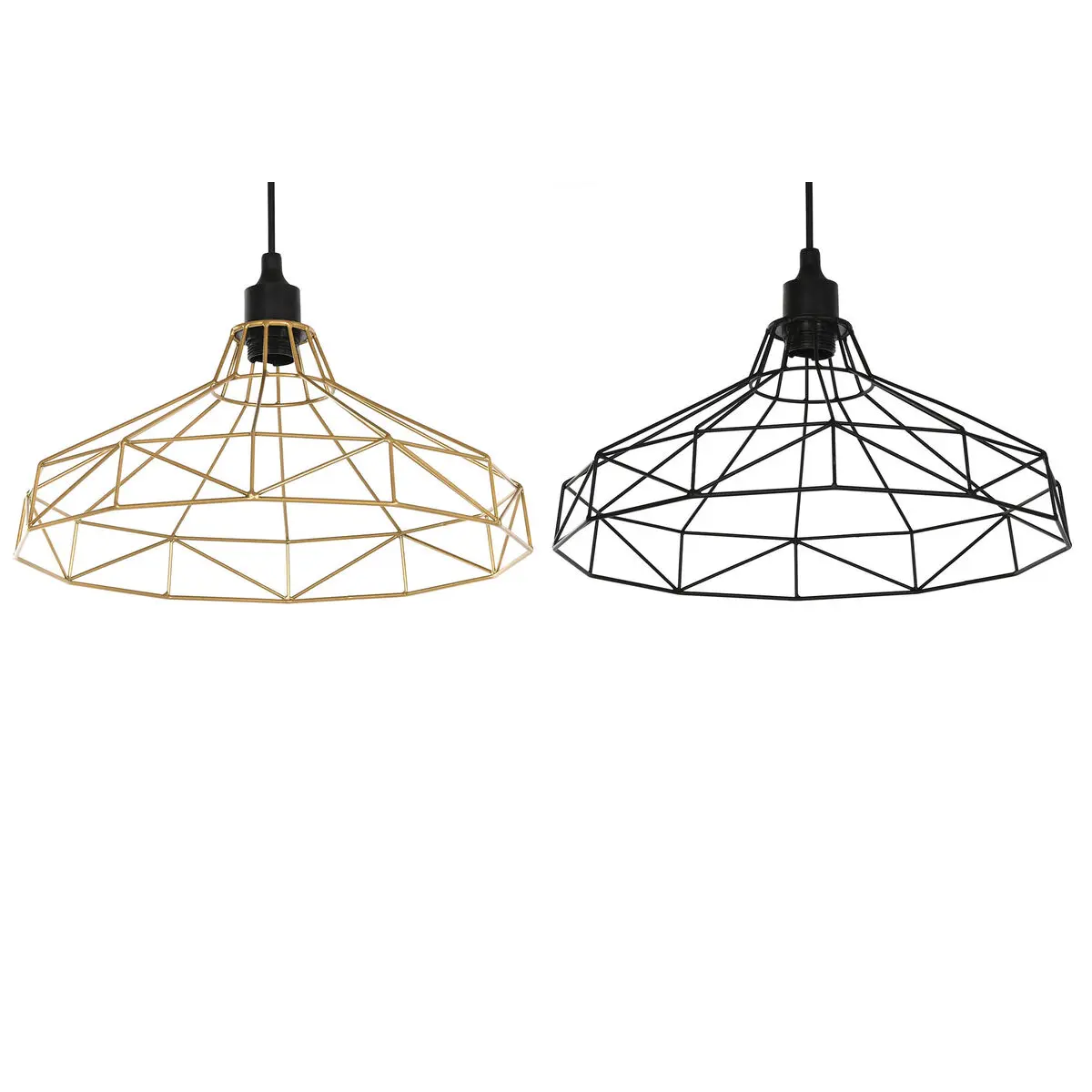 Lampadario Home ESPRIT Nero Dorato Metallo 50 W 39 x 39 x 25 cm (2 Unità)