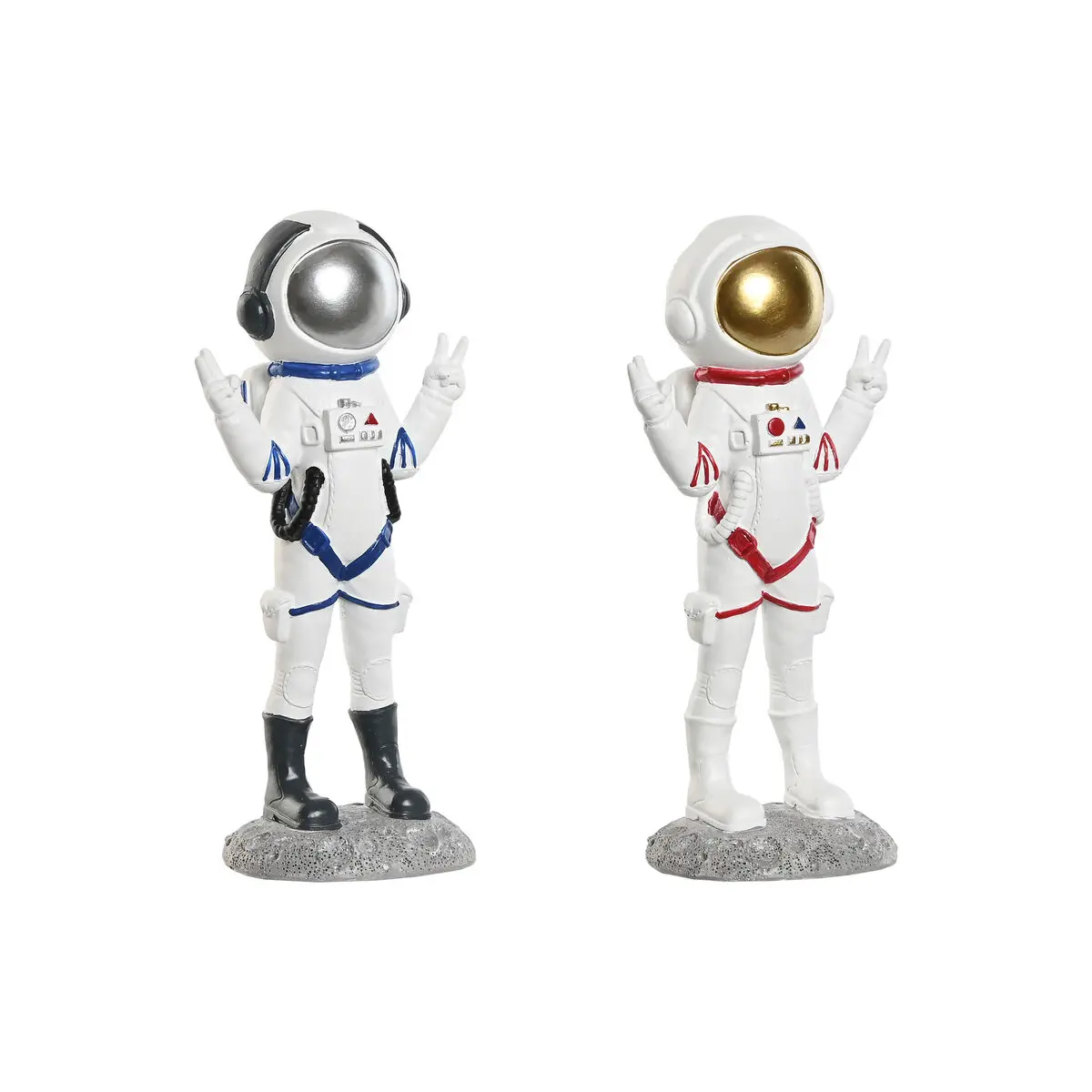 Statua Decorativa Home ESPRIT Azzurro Bianco Rosso Donna Astronauta 9 x 7 x 20 cm (2 Unità)