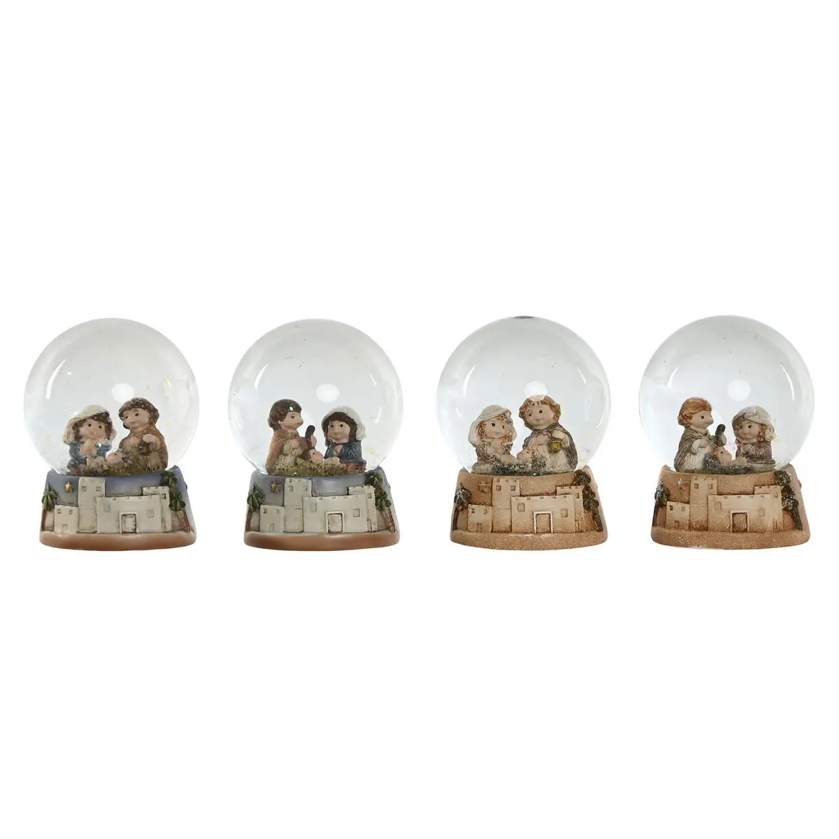 Presepe di Natale Home ESPRIT Multicolore Resina Alluminio Cristallo 8 x 8 x 10 cm (4 Unità)