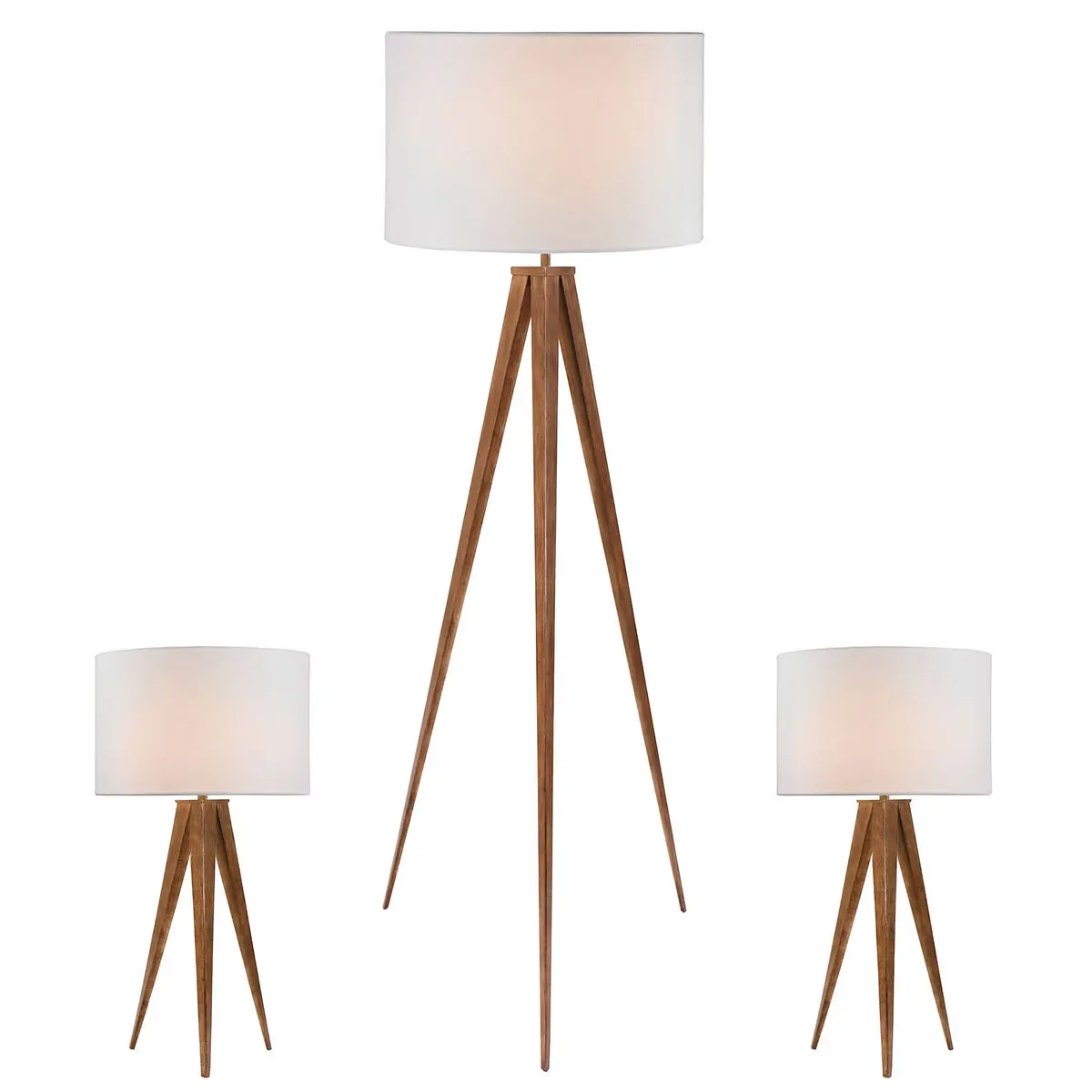 Lampada da Terra Home ESPRIT Marrone Legno Metallo Alluminio 40 x 40 x 153 cm (3 Pezzi)