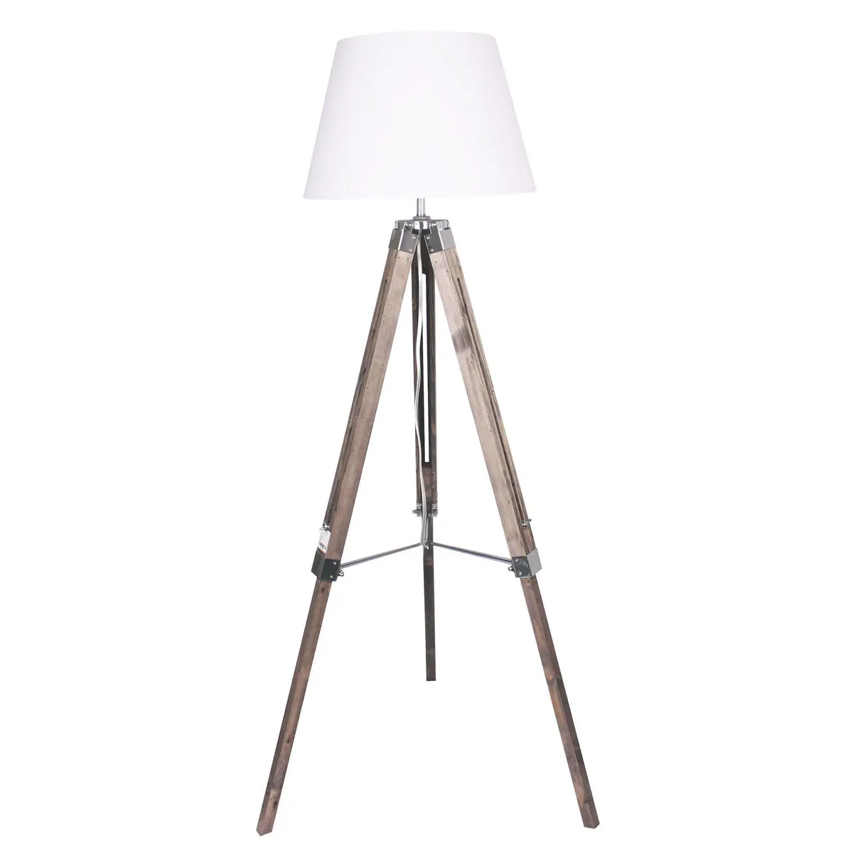 Lampada da Terra Home ESPRIT Bianco Marrone Legno 40 x 40 x 150 cm