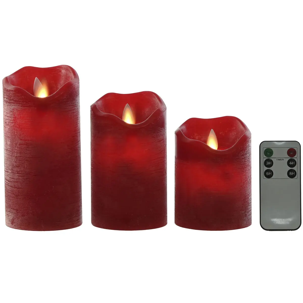 Candela LED Home ESPRIT Rosso 26,5 x 8 x 17 cm (3 Pezzi)