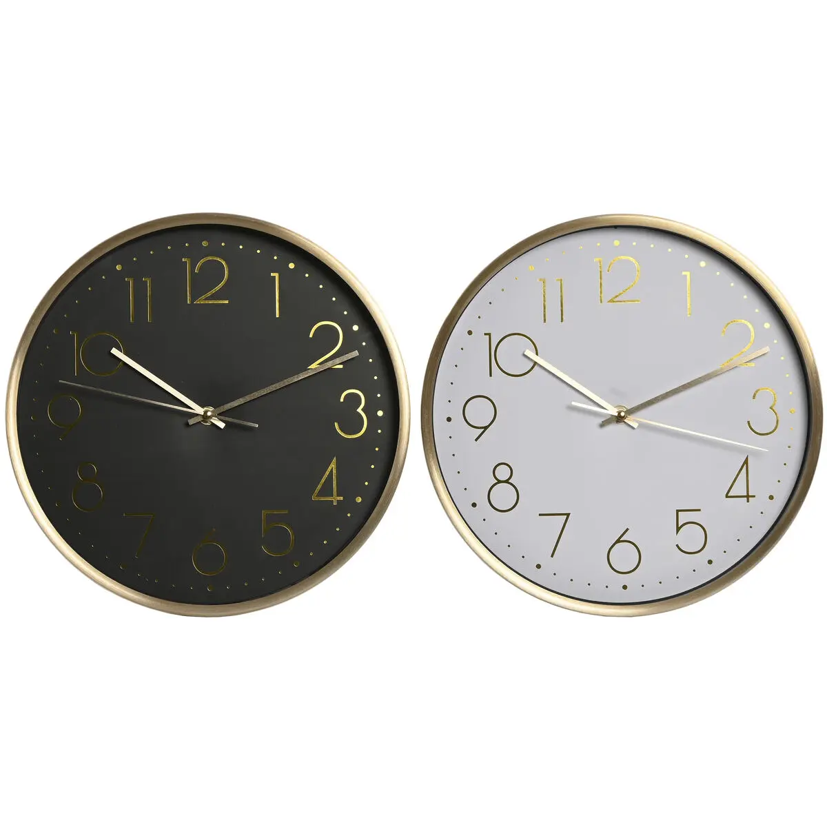 Orologio da Parete Home ESPRIT Bianco Nero Alluminio 30 x 4,3 x 30 cm (2 Unità)