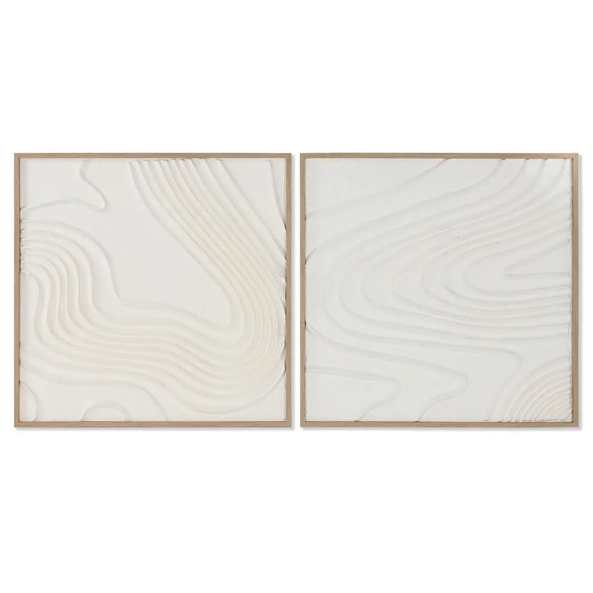 Quadro Home ESPRIT Bianco Astratto Scandinavo 80 x 4 x 80 cm (2 Unità)