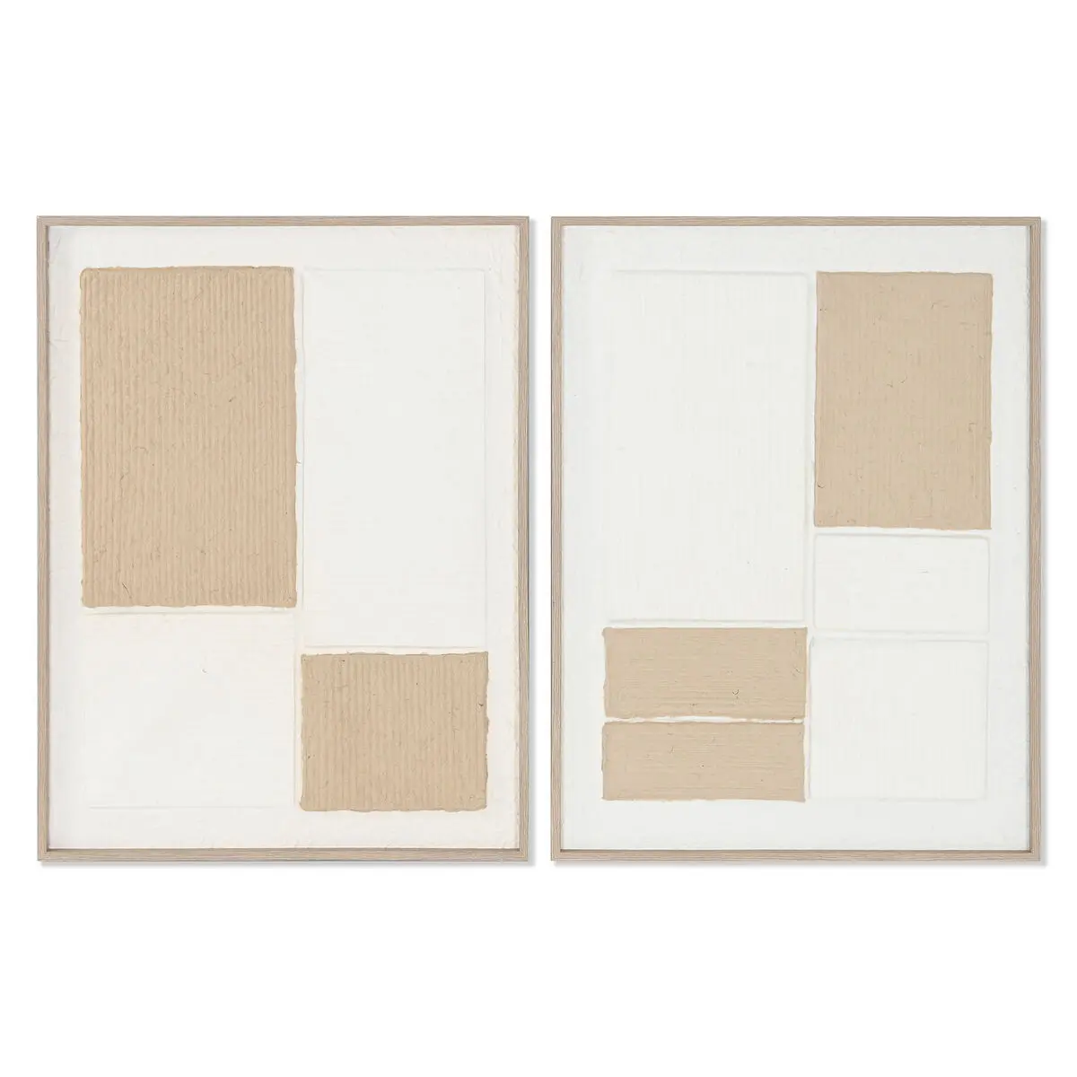 Quadro Home ESPRIT Bianco Naturale Astratto Scandinavo 60 x 3 x 80 cm (2 Unità)