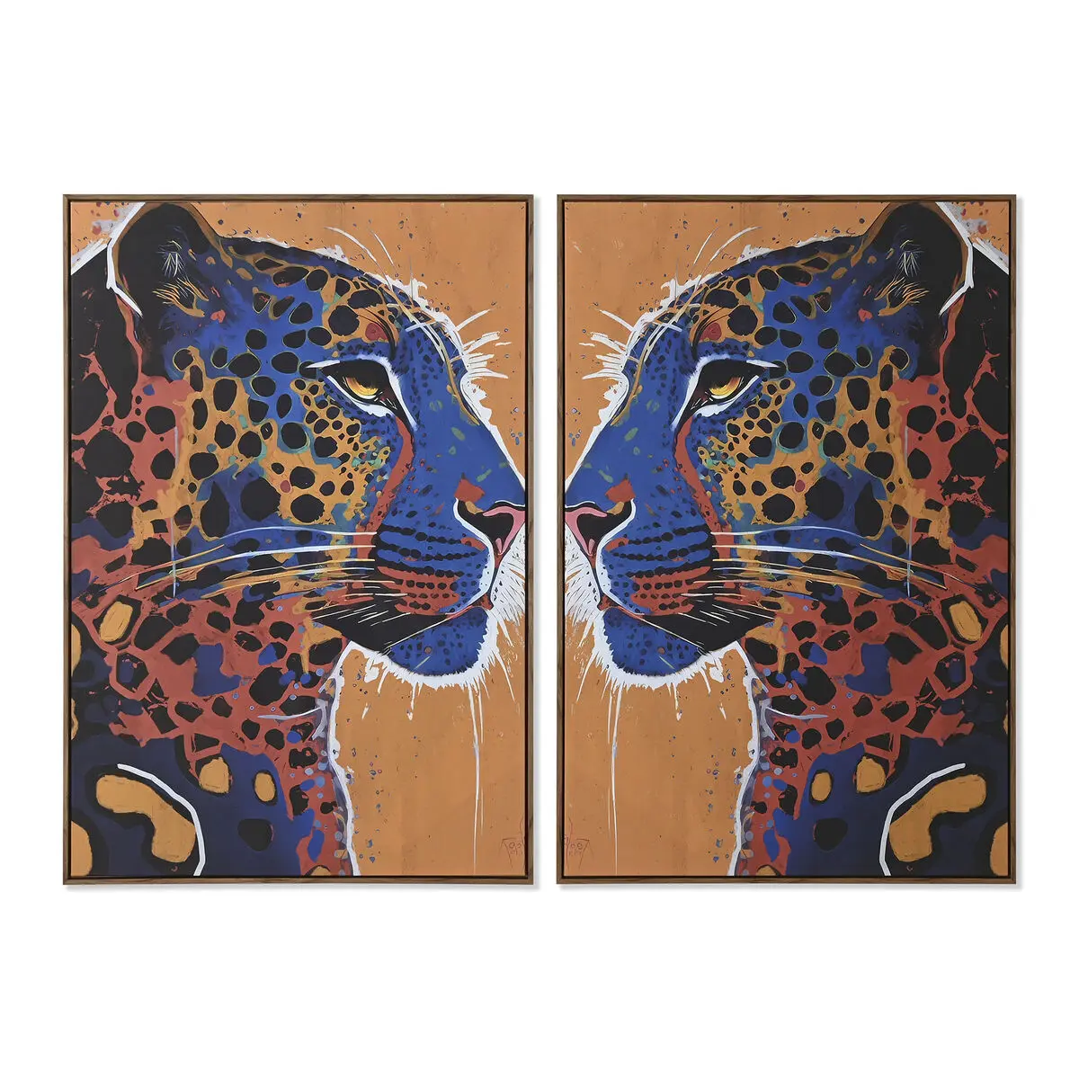 Quadro Home ESPRIT Leopardo Città 80 x 4,5 x 120 cm (2 Unità)