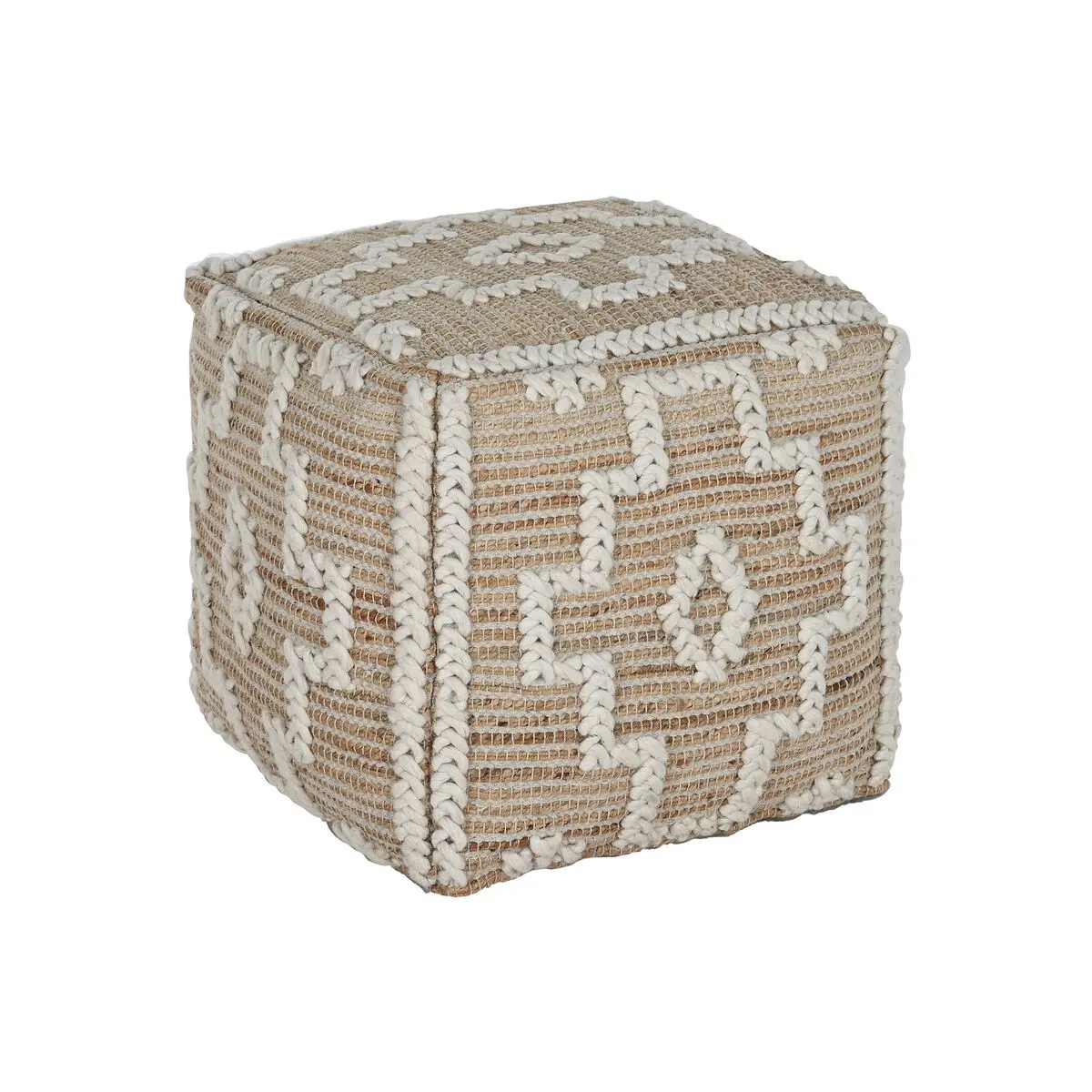 Poggiapiedi Home ESPRIT Bianco Naturale 45 x 45 x 45 cm