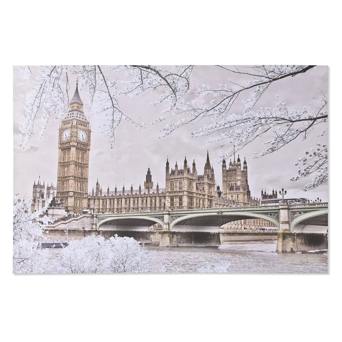 Quadro Home ESPRIT Bianco Dorato Porporina Londra Loft 150 x 3 x 100 cm (2 Unità)