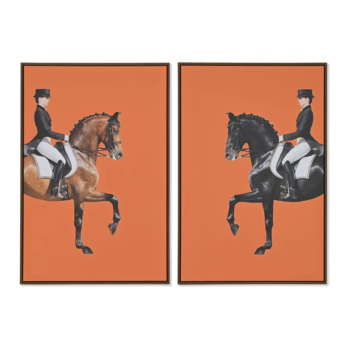 Quadro Home ESPRIT Marrone Arancio Moderno Cavallo 60 x 4 x 90 cm (2 Unità)