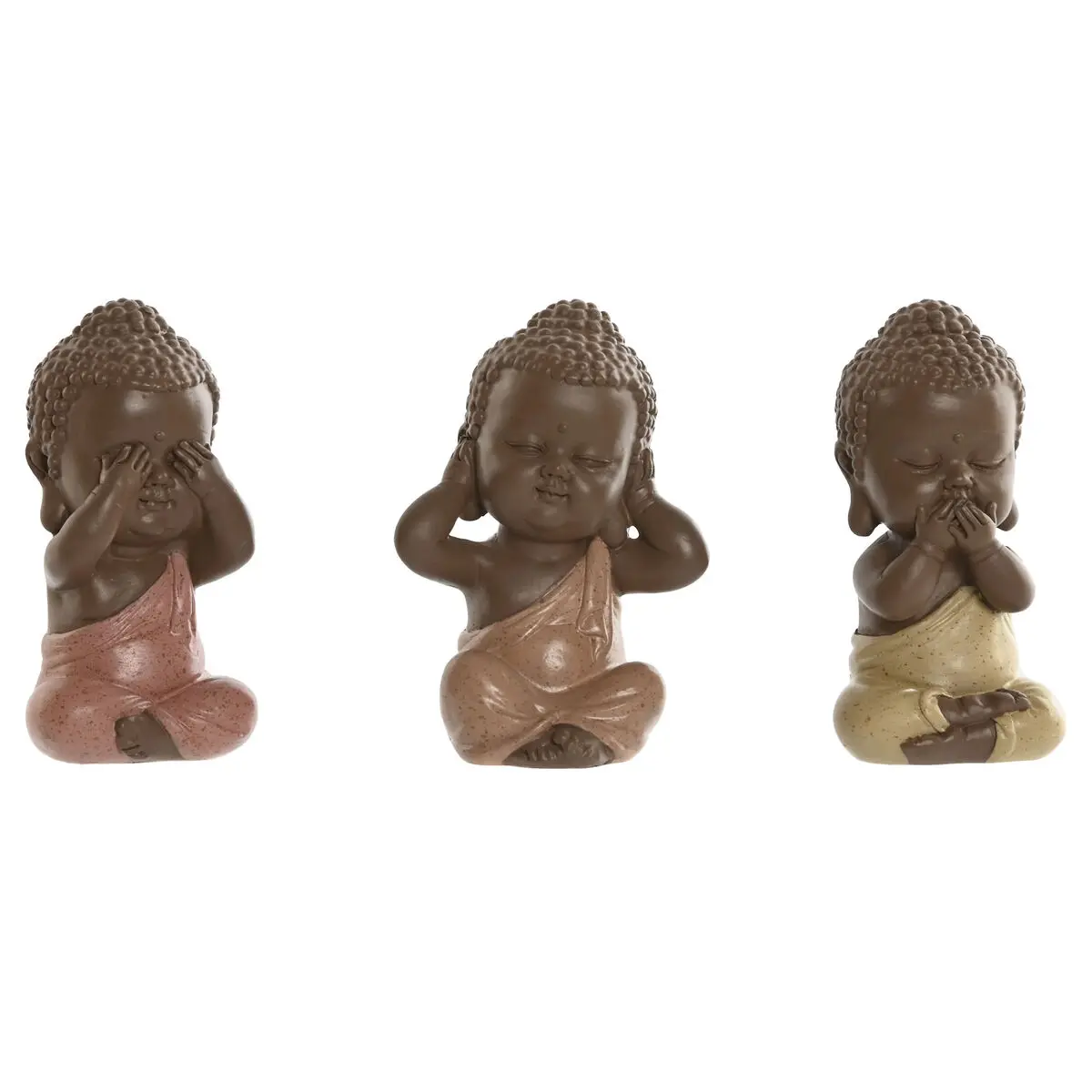 Statua Decorativa Home ESPRIT Arancio Corallo Lime Resina Buddha Orientale 5,5 x 5 x 10,5 cm (3 Unità)