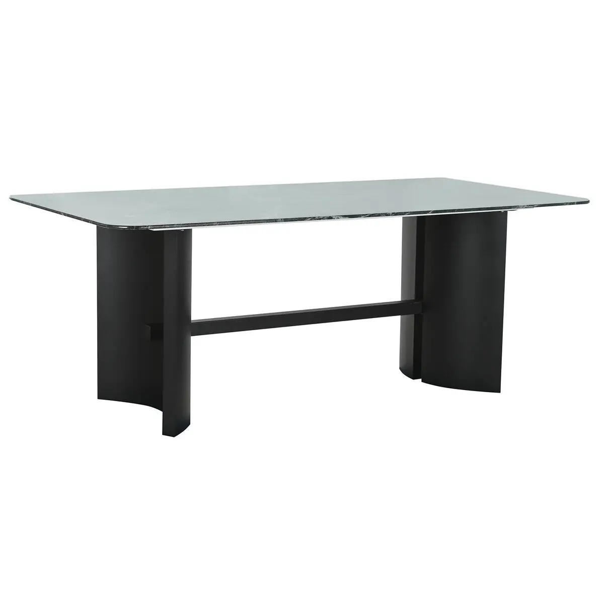 Tavolo da Pranzo Home ESPRIT Nero Verde Metallo Vetro Temperato 200 x 100 x 76 cm