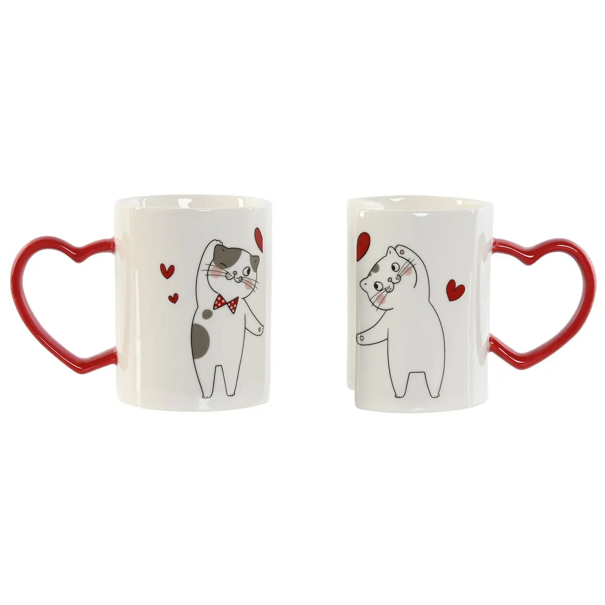 Set di 2 Tazze Mug Home ESPRIT Love Bianco Rosso Gatti