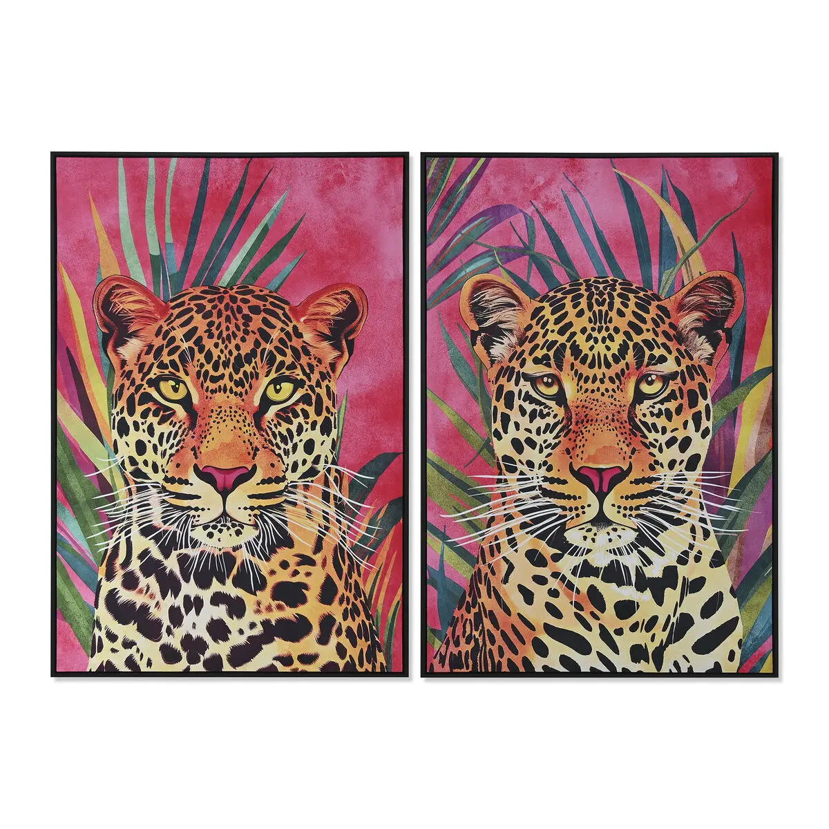 Quadro Home ESPRIT Leopardo Tropicale 83 x 3,8 x 123 cm (2 Unità)