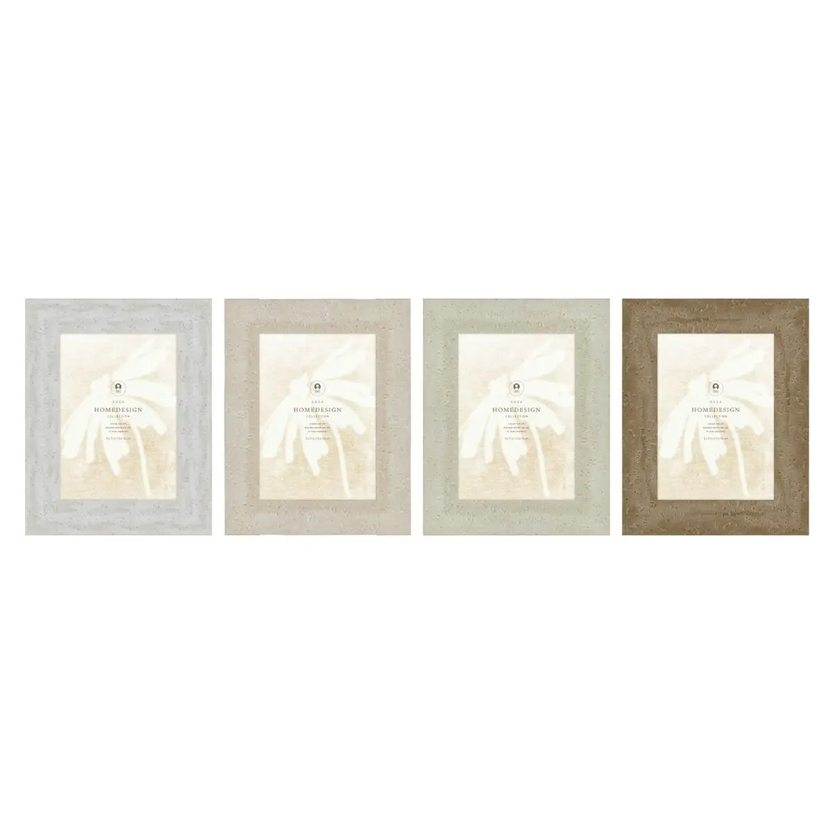 Cornice Portafoto Home ESPRIT Bianco Beige Cristallo polistirene Scandi 19 x 2 x 24 cm (4 Unità)