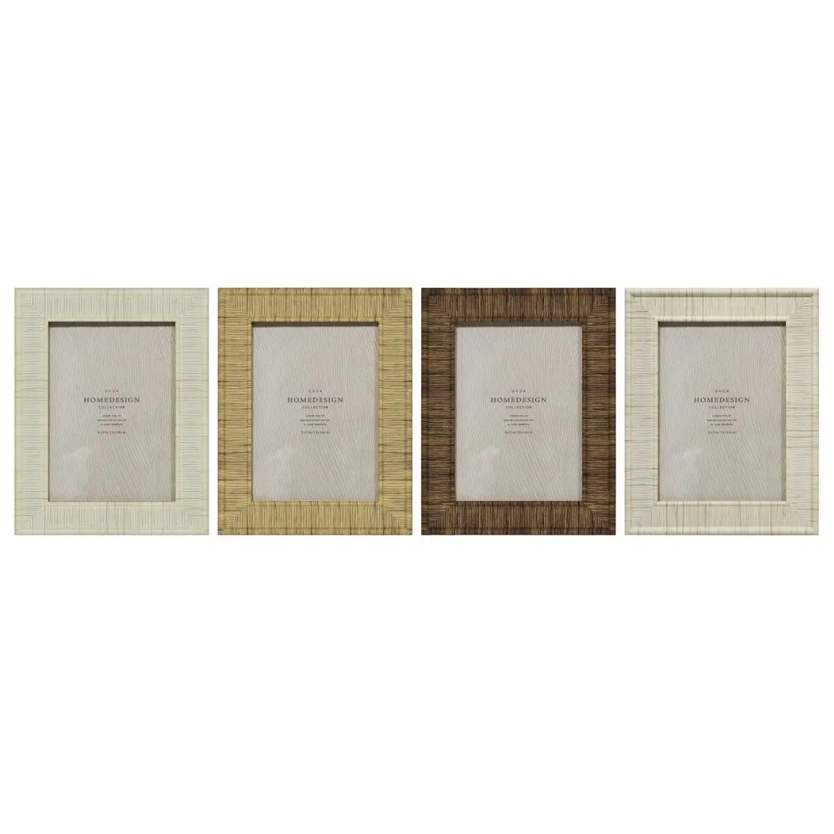 Cornice Portafoto Home ESPRIT Beige Naturale Cristallo polistirene Scandi 18,5 x 2 x 23,5 cm (4 Unità)