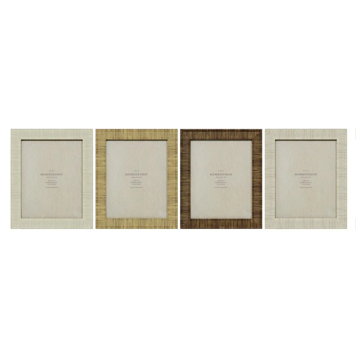 Cornice Portafoto Home ESPRIT Beige Naturale Cristallo polistirene Scandinavo 25,5 X 2 X 30,5 cm (4 Unità)