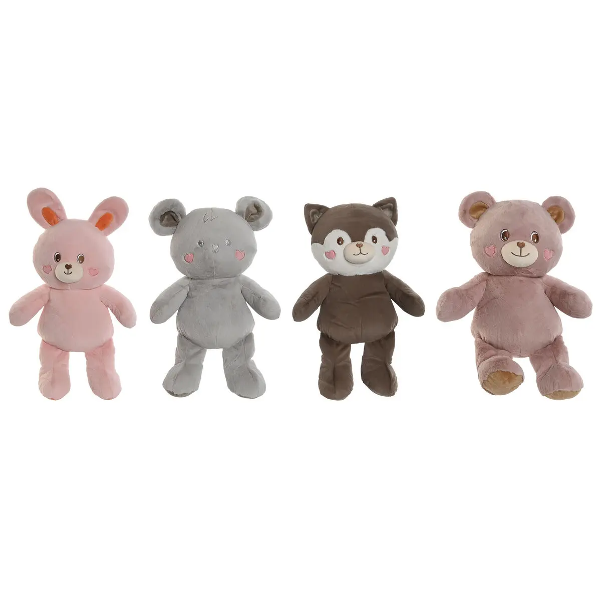 Peluche Home ESPRIT Marrone Grigio Rosa Poliestere Animale 28 x 22 x 32 cm (4 Unità)